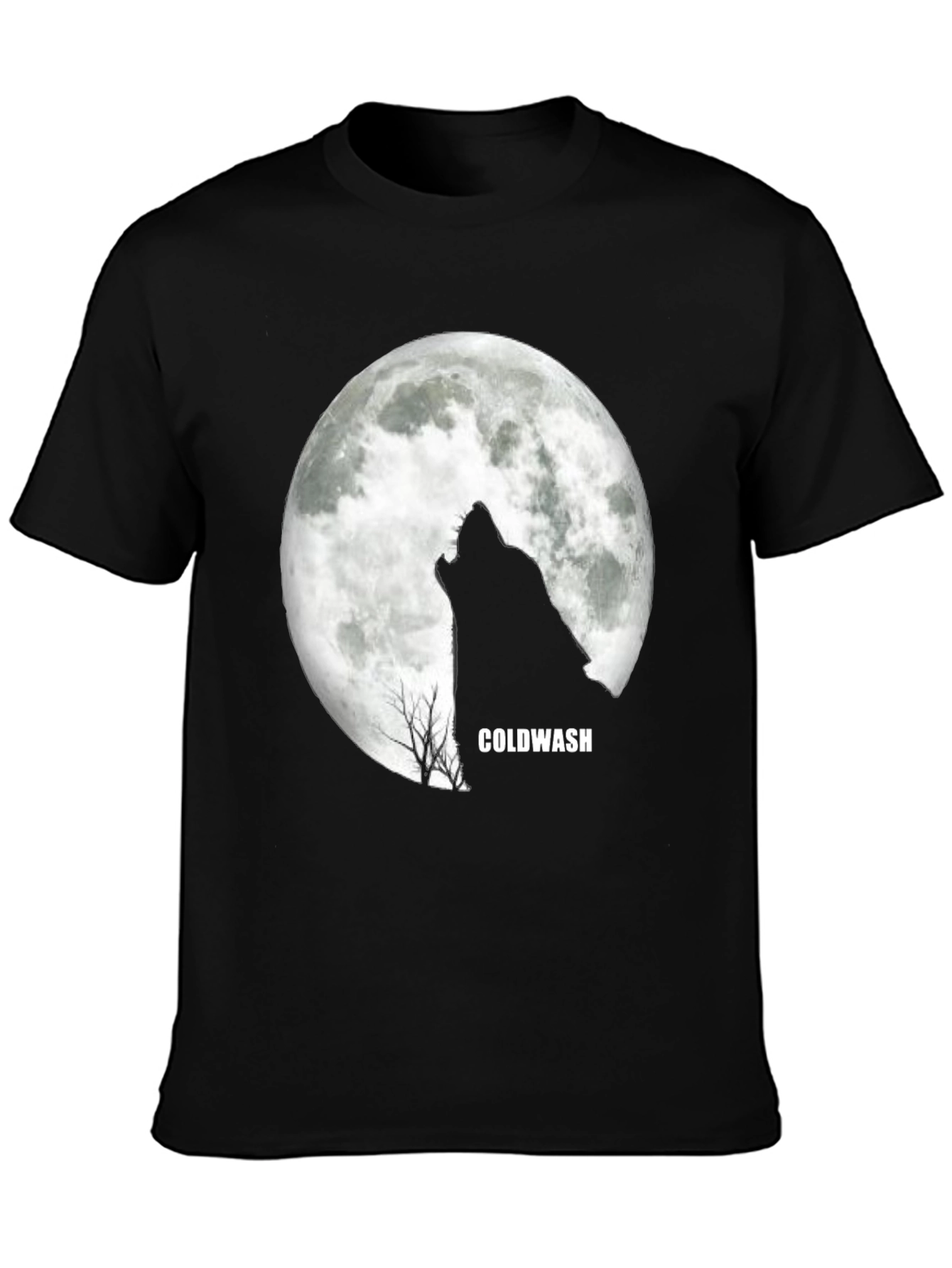 Black Wolf Howling Moon Black T-Shirt view 3