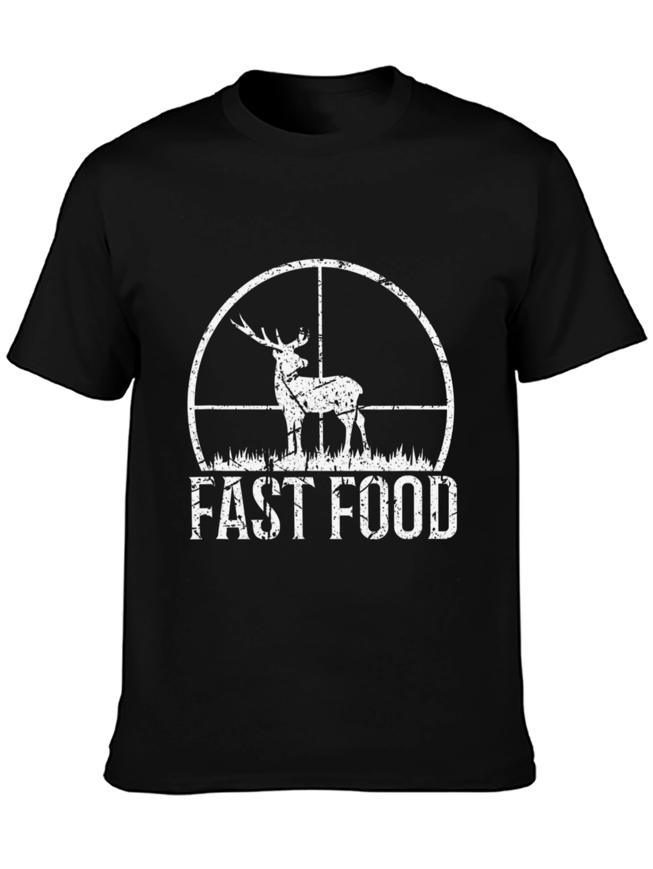 Black Fast Food Hunting Tee - Deer Hunter Novelty T-Shirt view 3