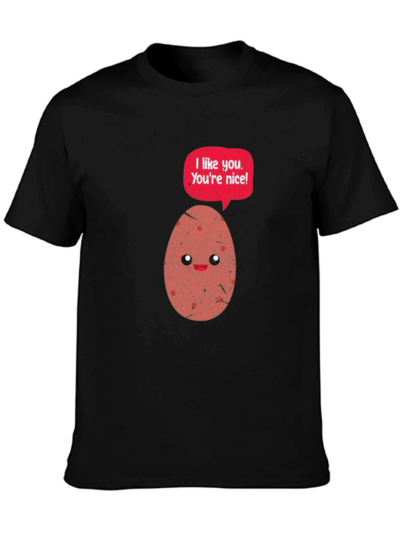 Black Funny Potato T-Shirt - I Like You, You're Nice! view 3
