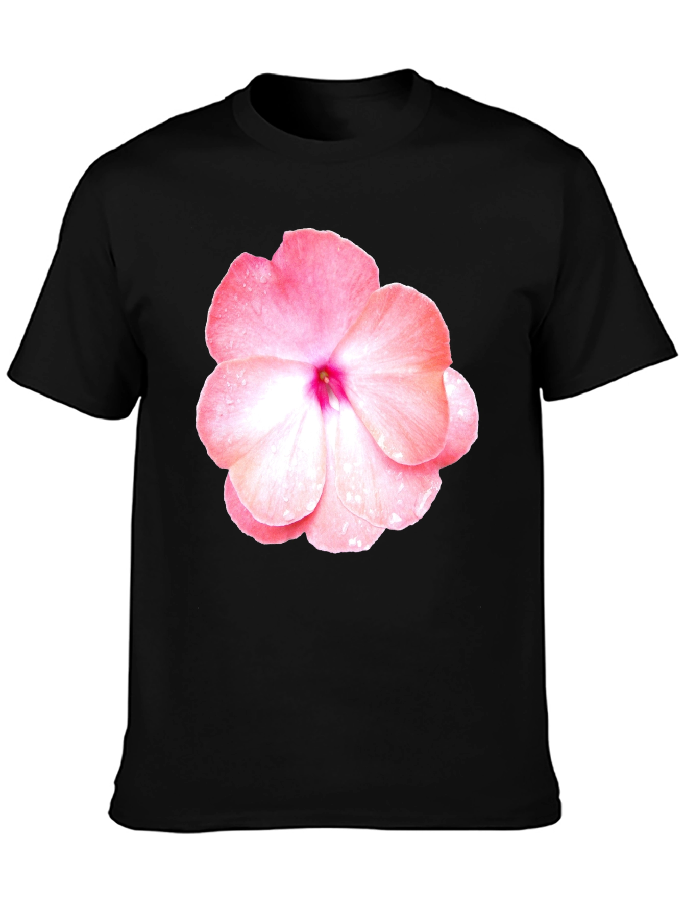 Black Floral Print Crew Neck T-Shirt view 3