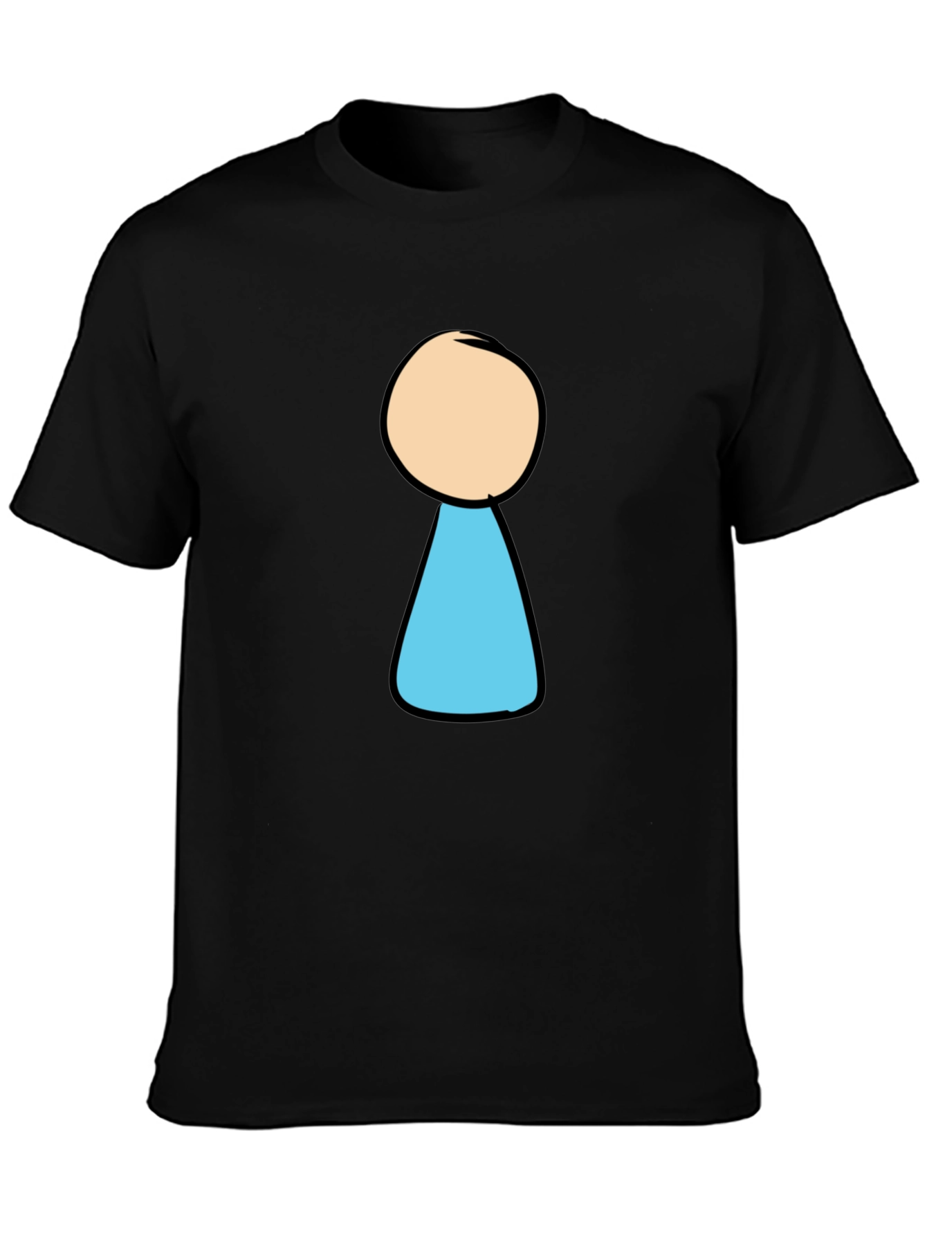 Black Black T-Shirt with Cartoon Keyhole Design view 3