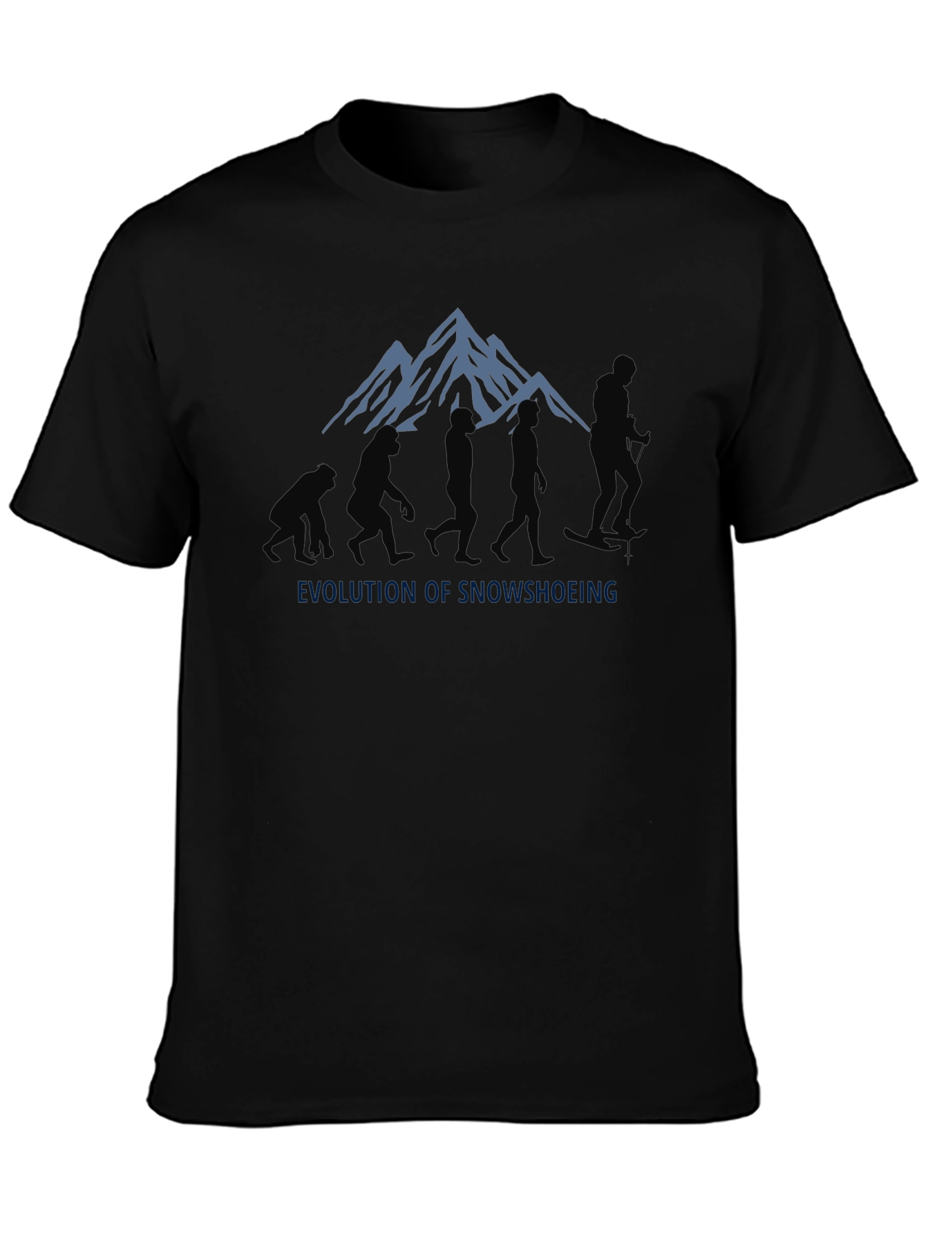 Black Evolution of Snowshoeing Black Graphic Tee view 3