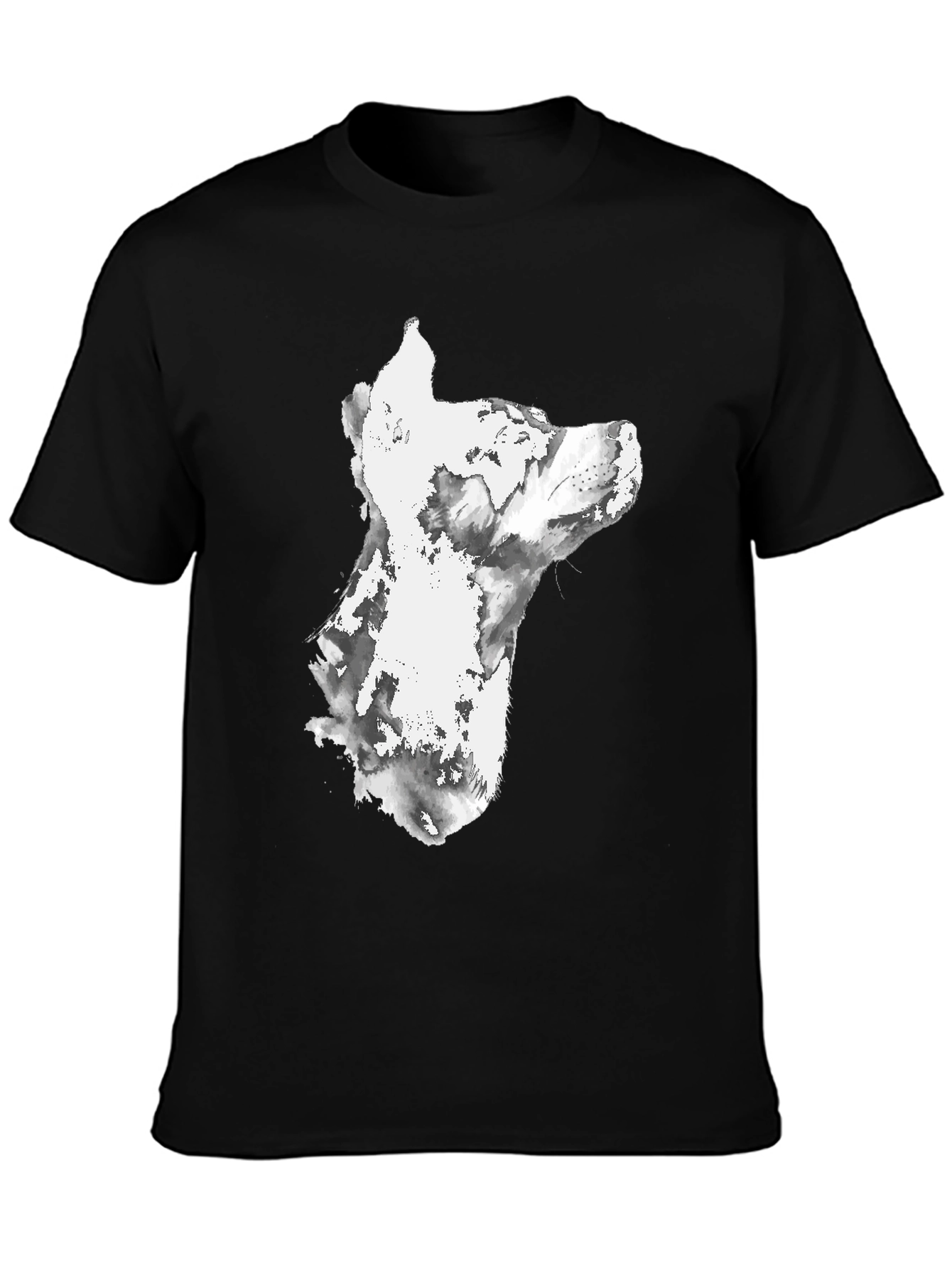 Black Dog Watercolor Graphic Print Black T-Shirt view 3