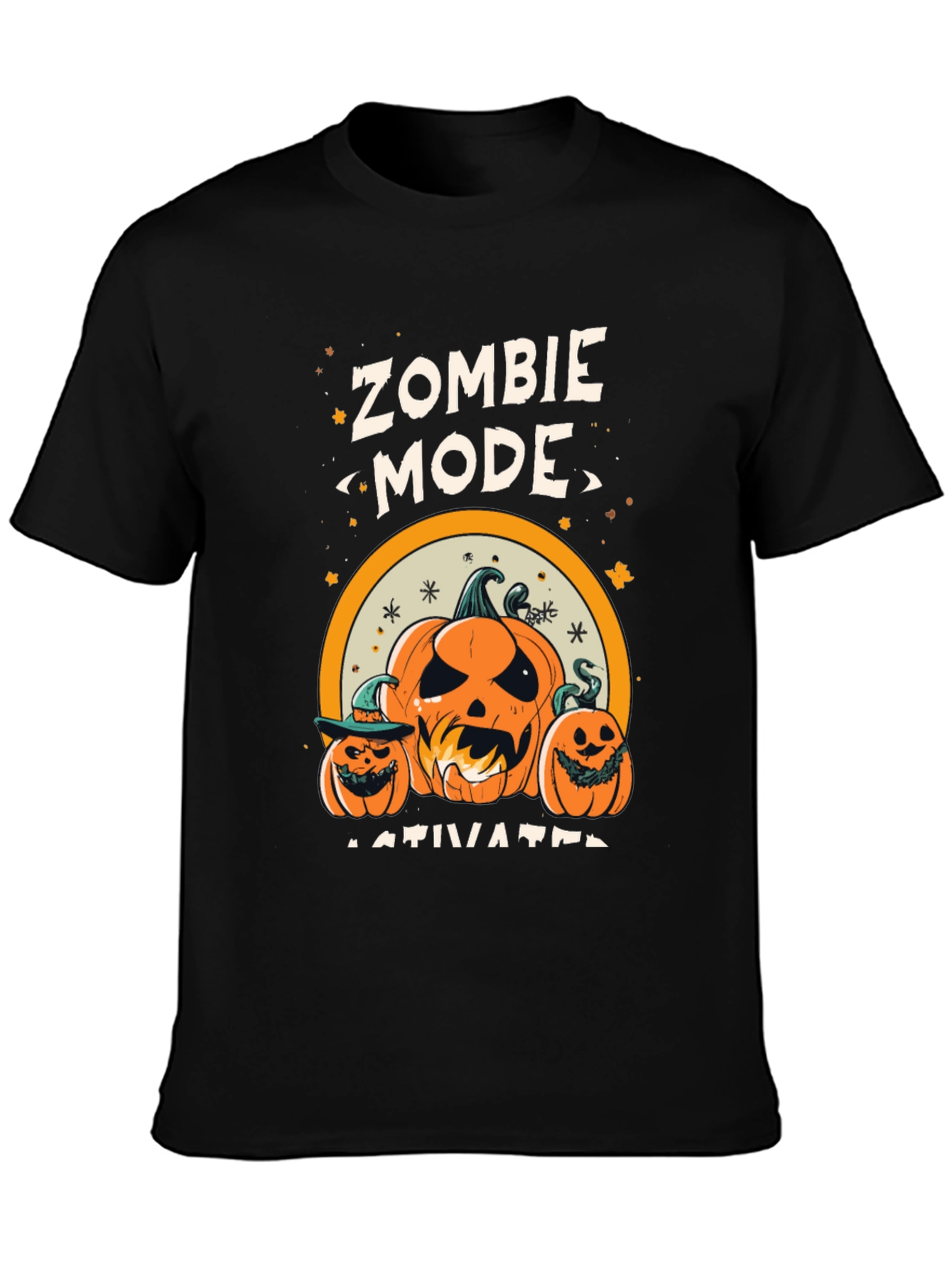 Black Zombie Mode Activated Halloween T-Shirt view 3
