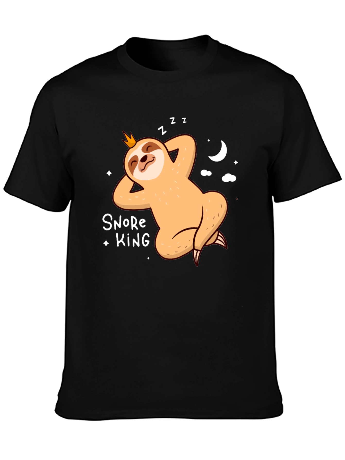 Black Snore King Sloth T-Shirt view 3