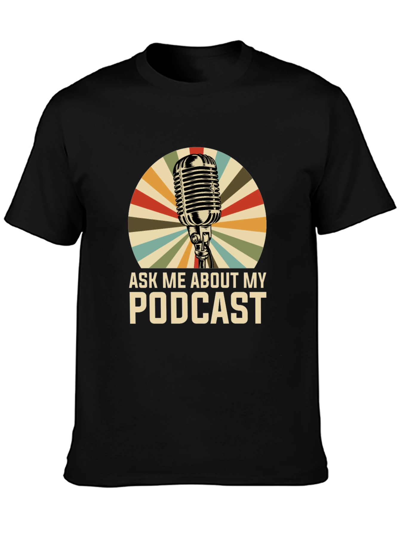 Black Ask Me About My Podcast Graphic Tee view 3