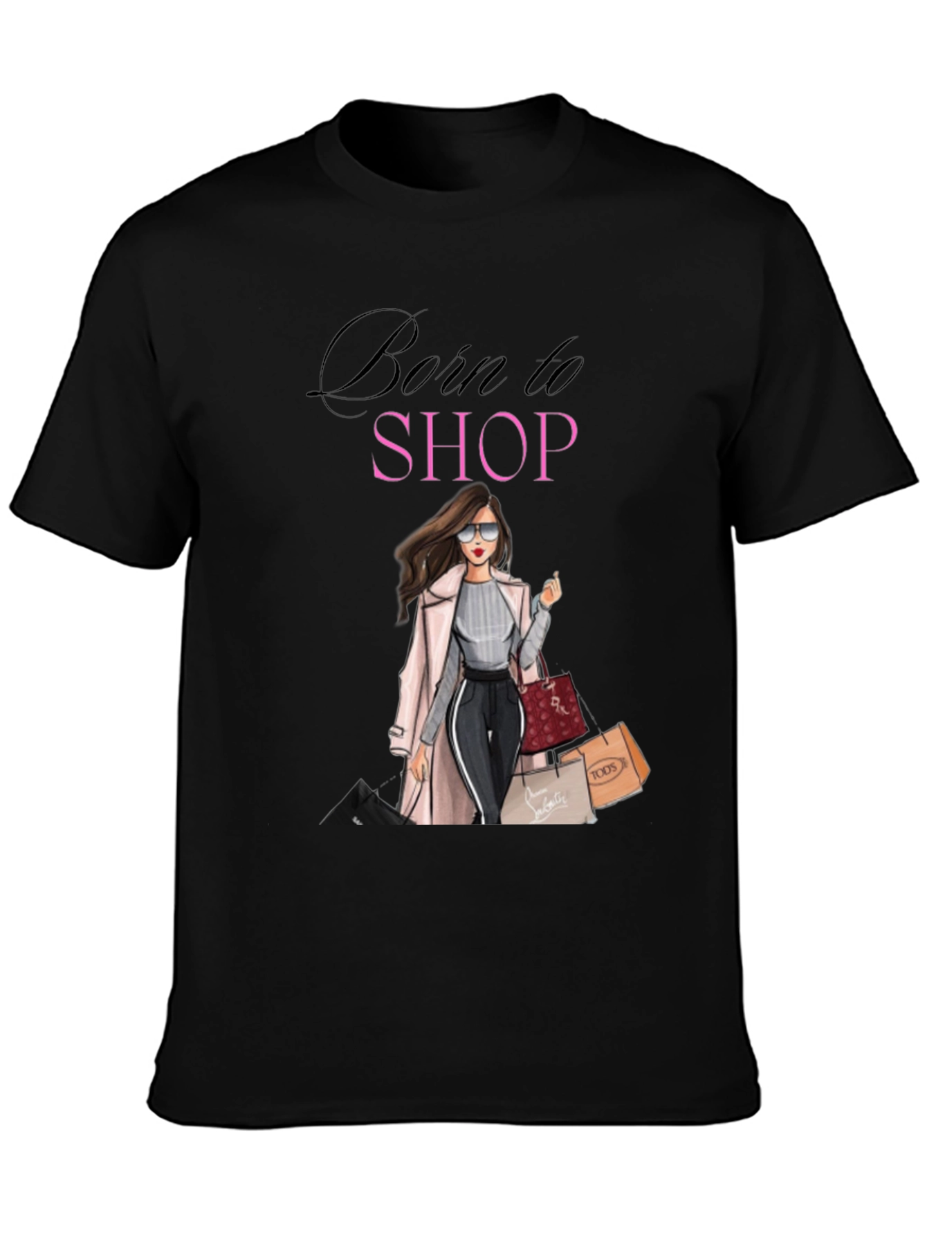 Black Born to Shop Black T-Shirt view 3