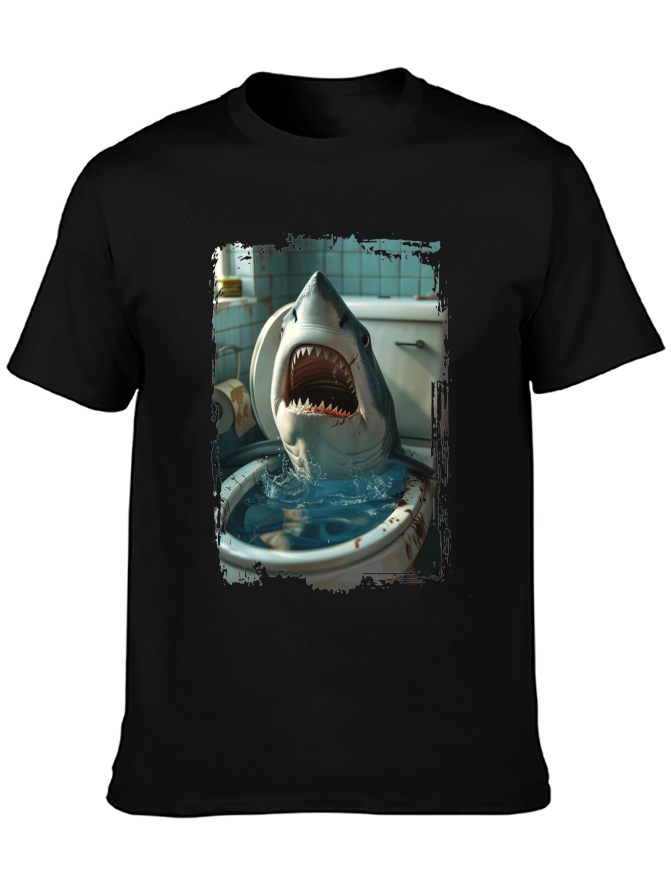 Black Shark Toilet Humor T-Shirt view 3