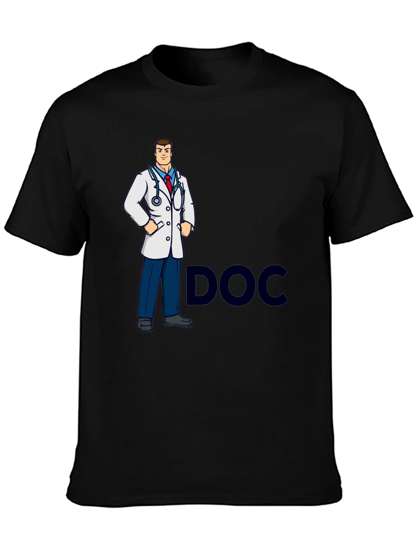 Black Doctor Cartoon Graphic T-Shirt view 3