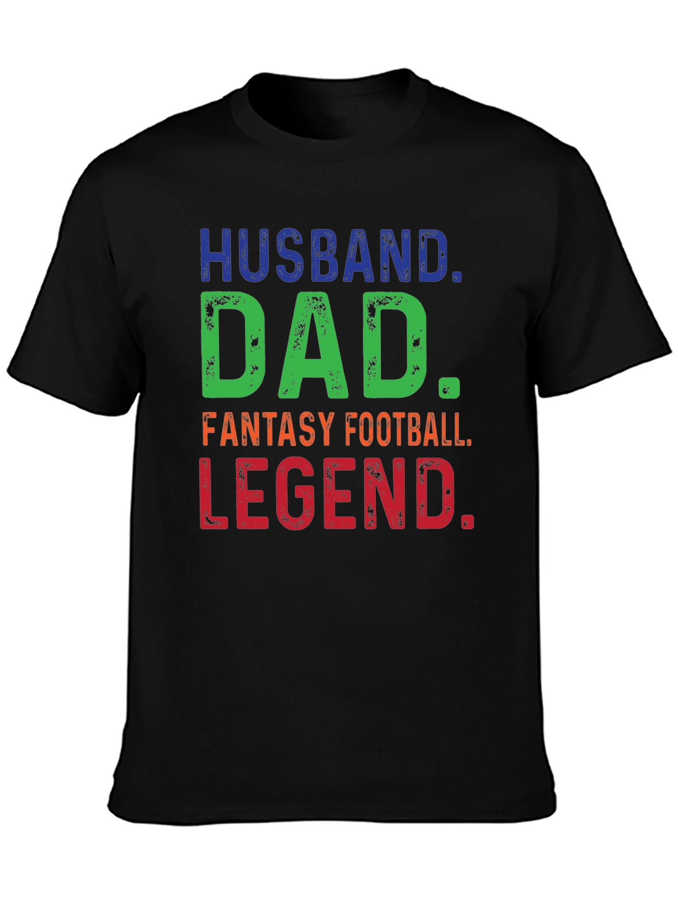 Black Husband Dad Fantasy Football Legend T-Shirt view 3