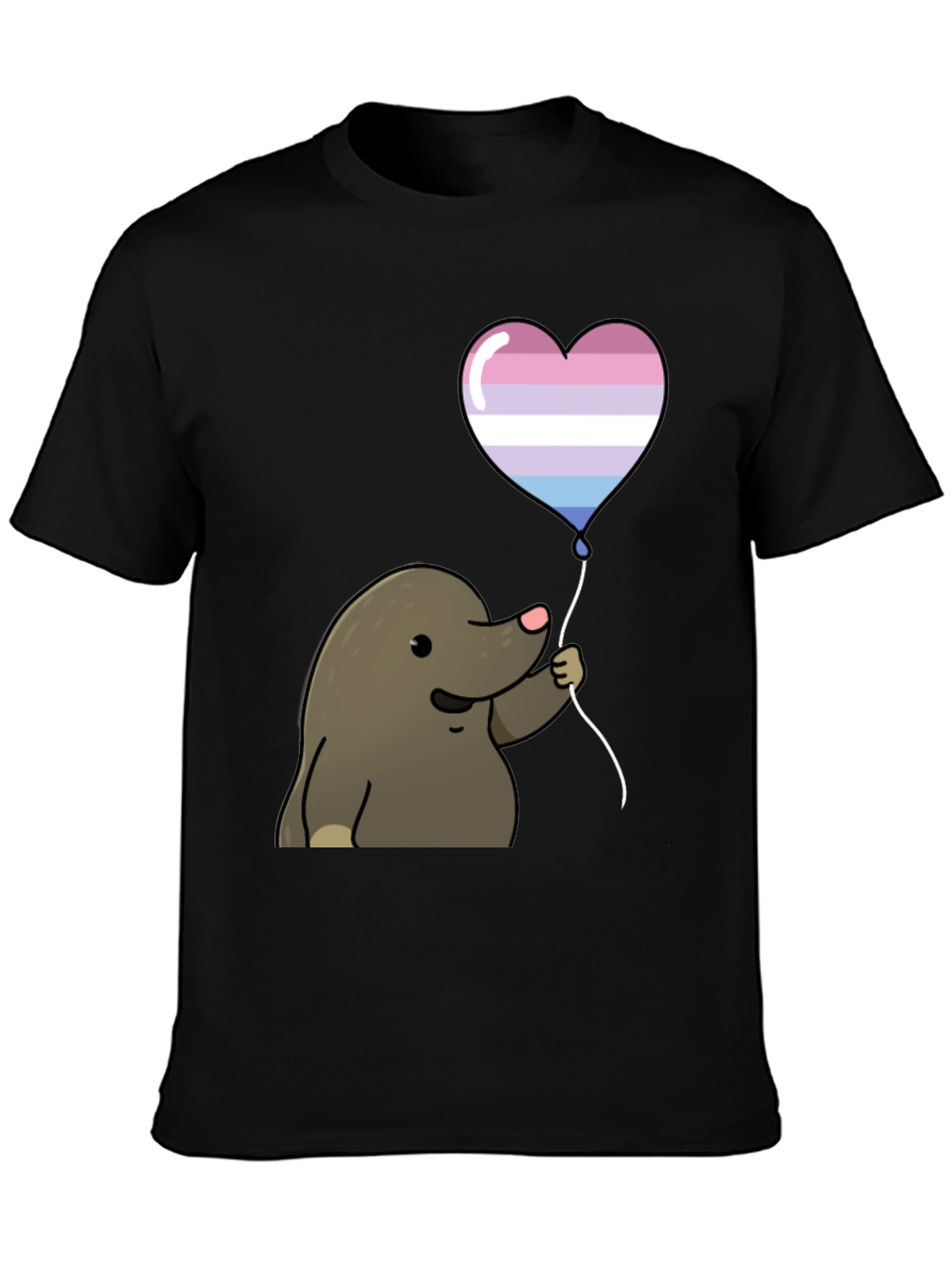 Black Mole with Transgender Pride Heart Balloon T-Shirt view 3