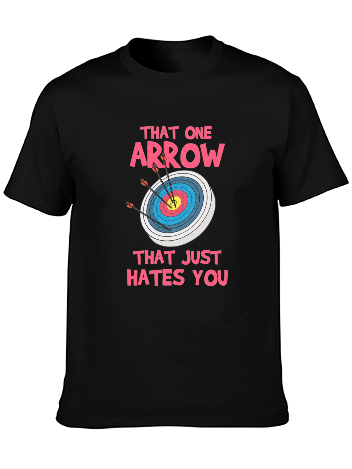 Black Archery Target T-Shirt - Funny Arrow Design view 3