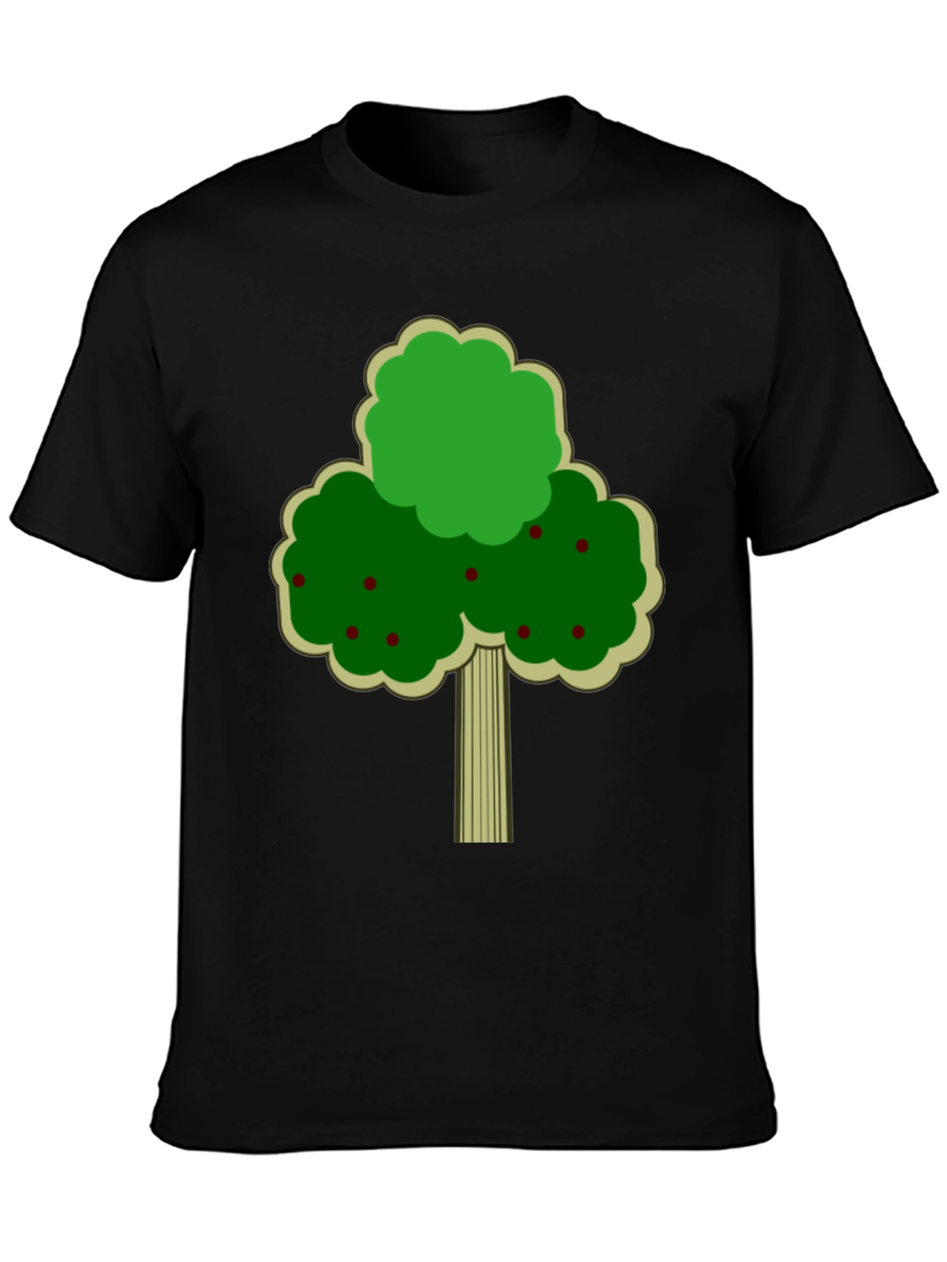 Black Fruit Tree Graphic Tee - Black Cotton T-Shirt view 3