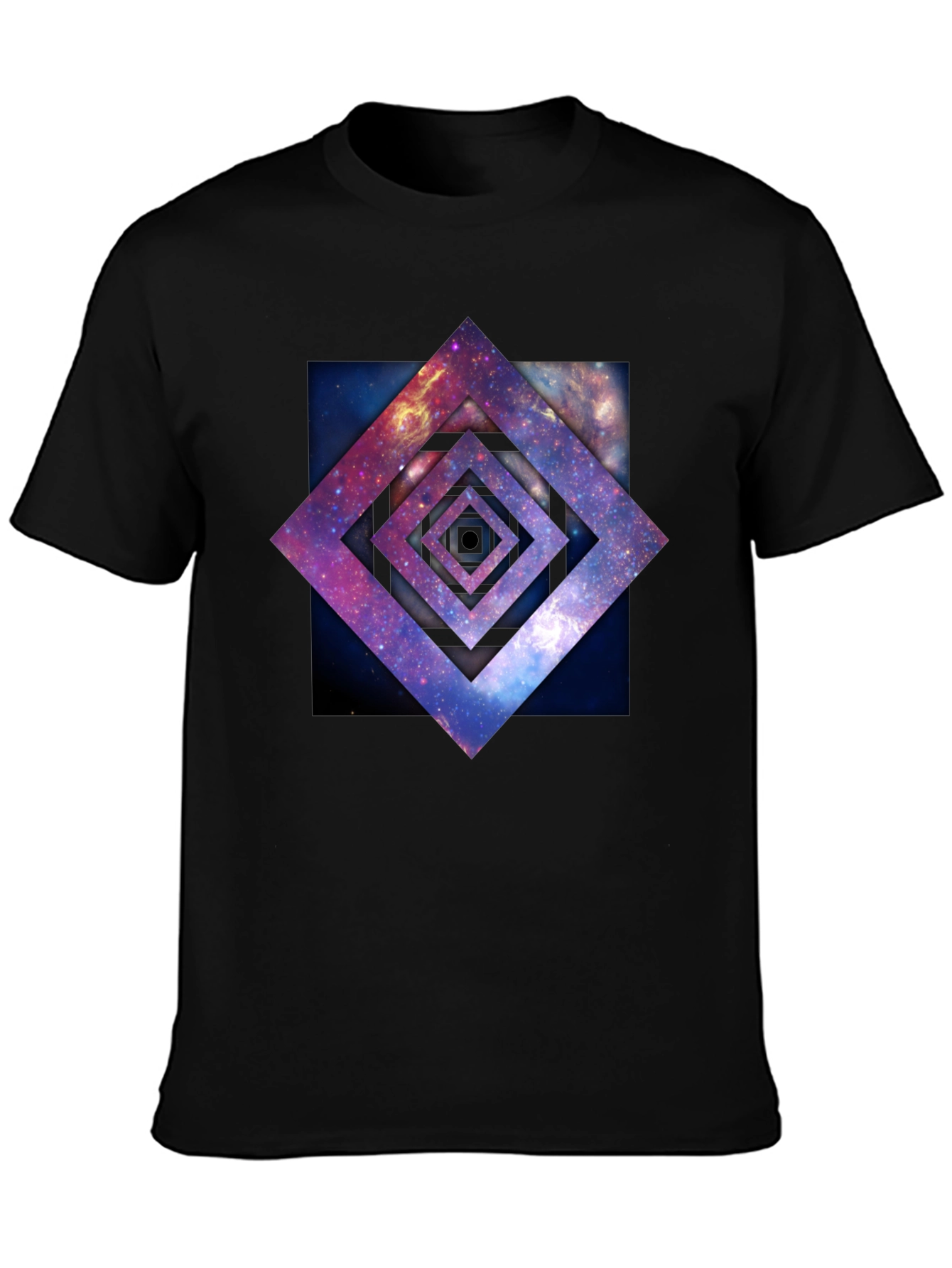 Black Galaxy Square Graphic Tee - Black Cotton T-Shirt view 3
