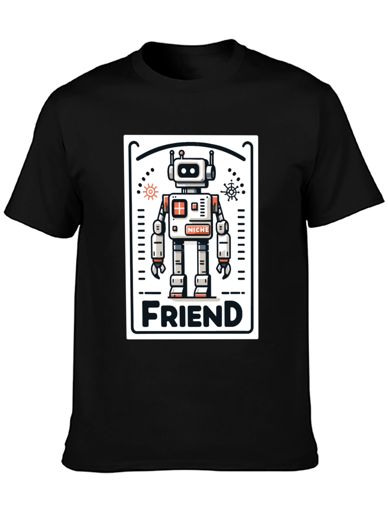 Black Robot Friend Graphic Tee - Black view 3