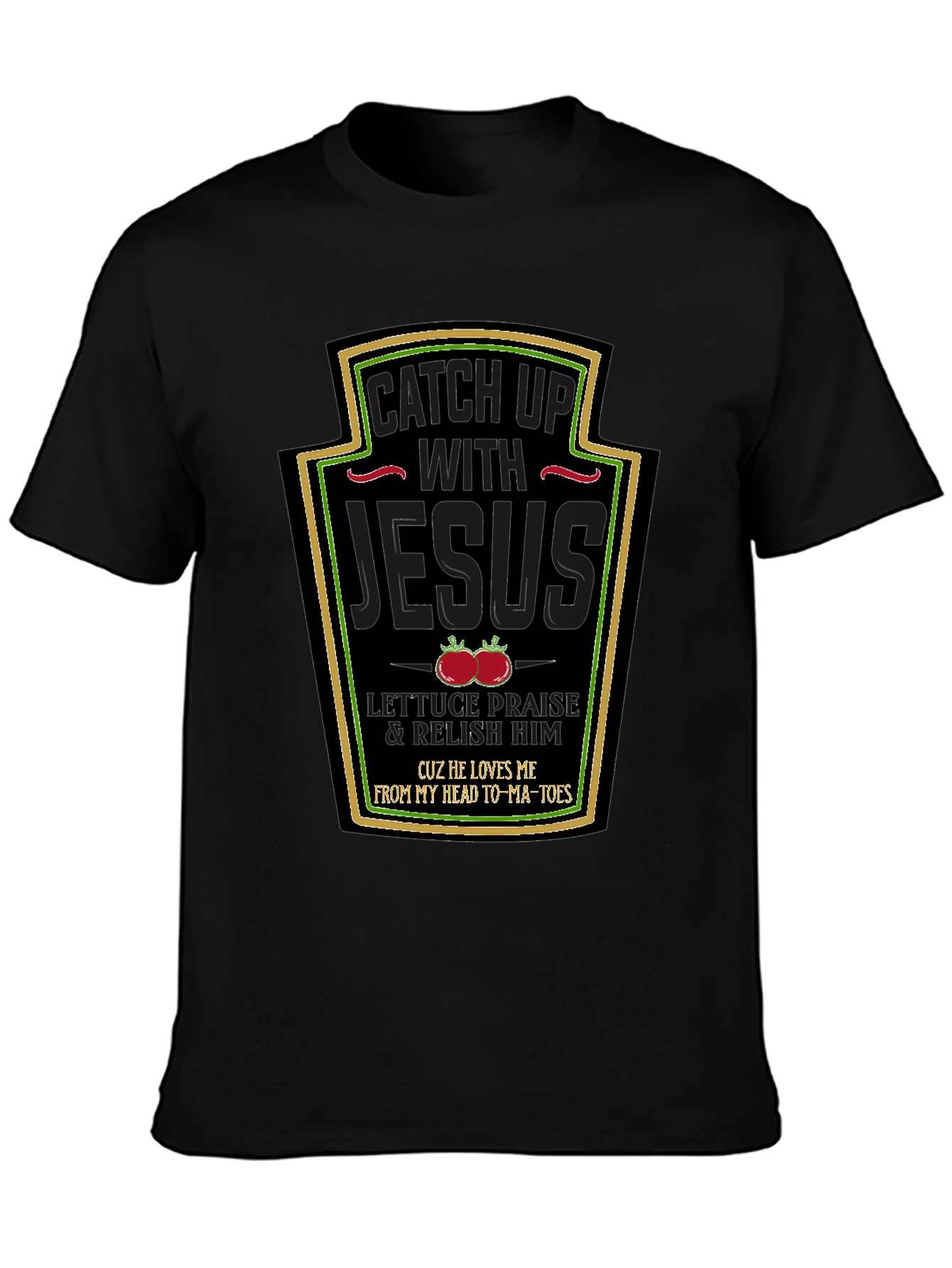 Black Catch Up with Jesus Black T-Shirt view 3