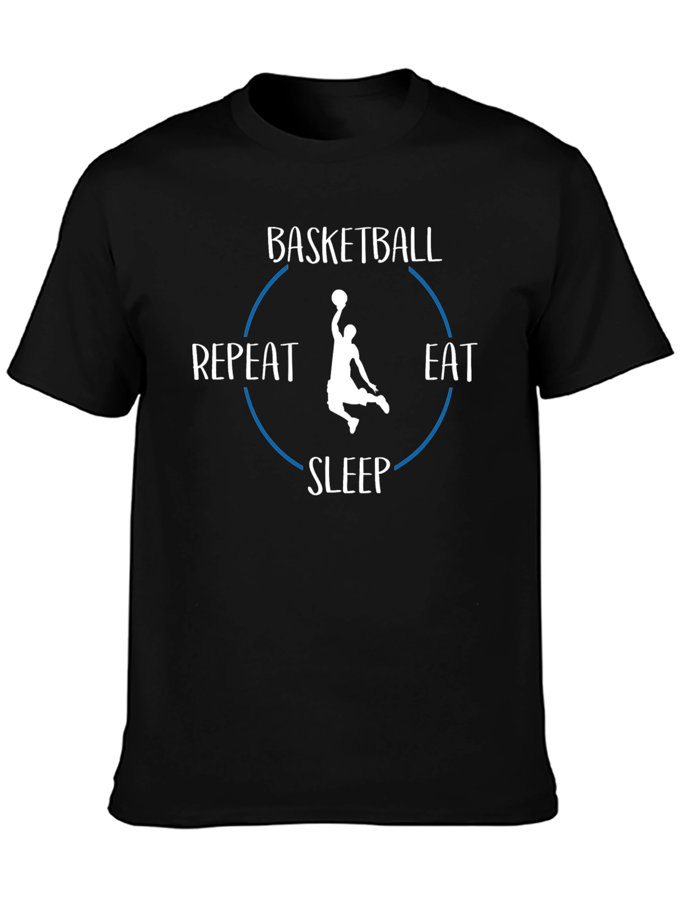 Black Basketball Eat Sleep Repeat T-Shirt view 3