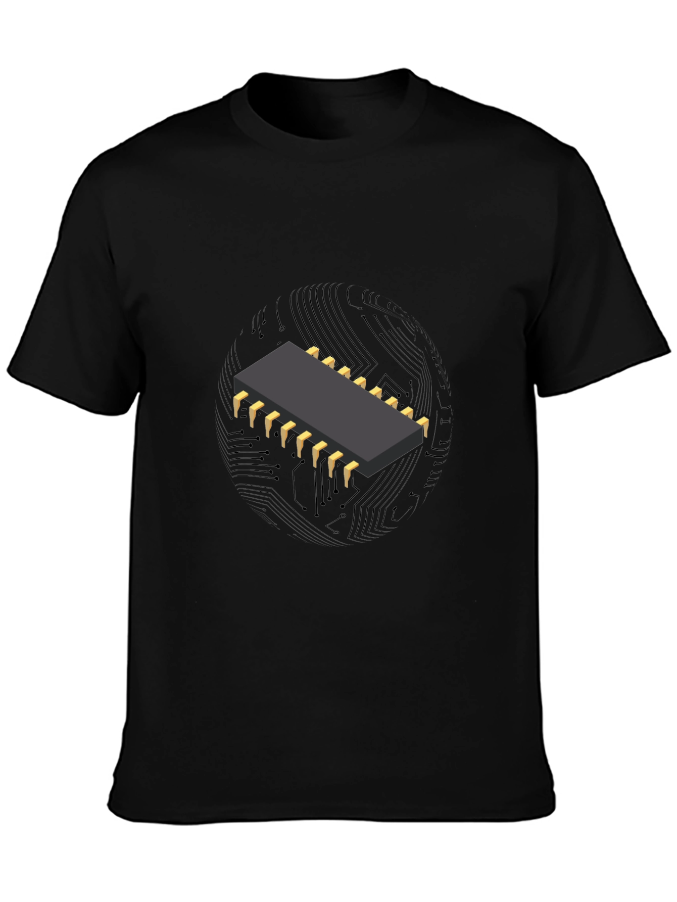 Black Circuit Chip Graphic T-Shirt - Cool Tech Tee view 3