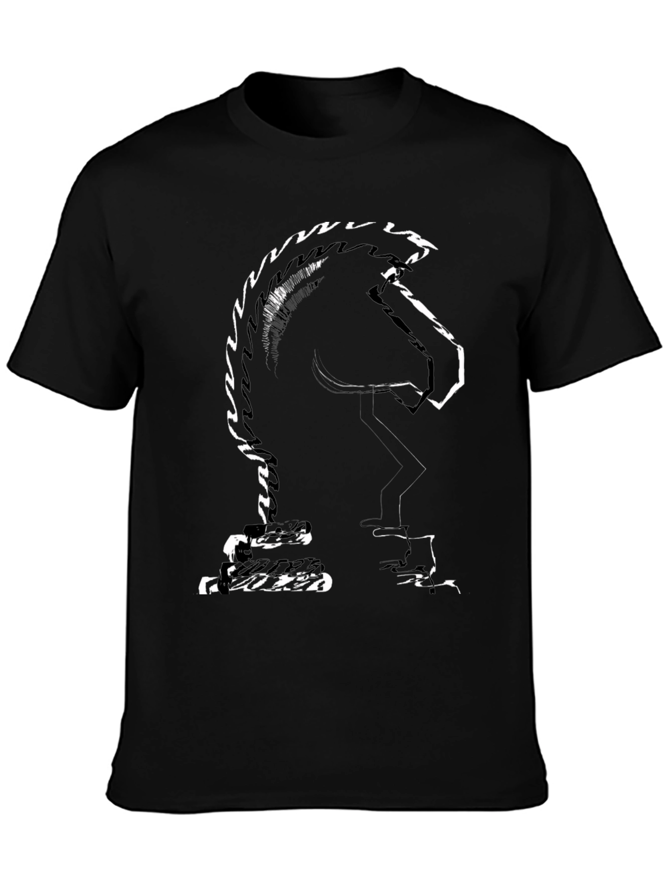 Black Chess Knight Graphic Tee - Black view 3