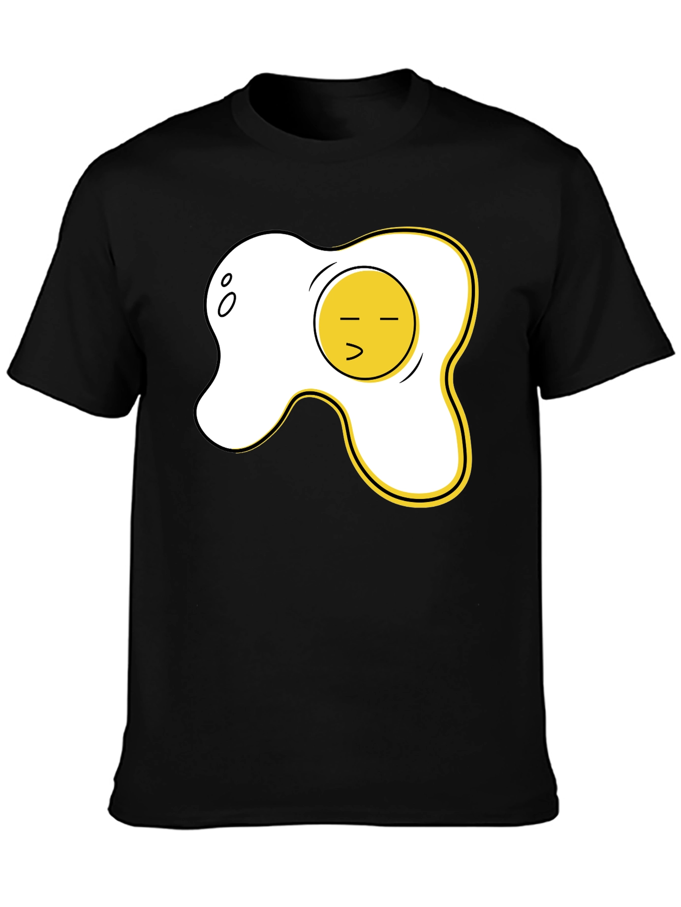 Black Funny Fried Egg Graphic Tee - Casual Black T-Shirt view 3