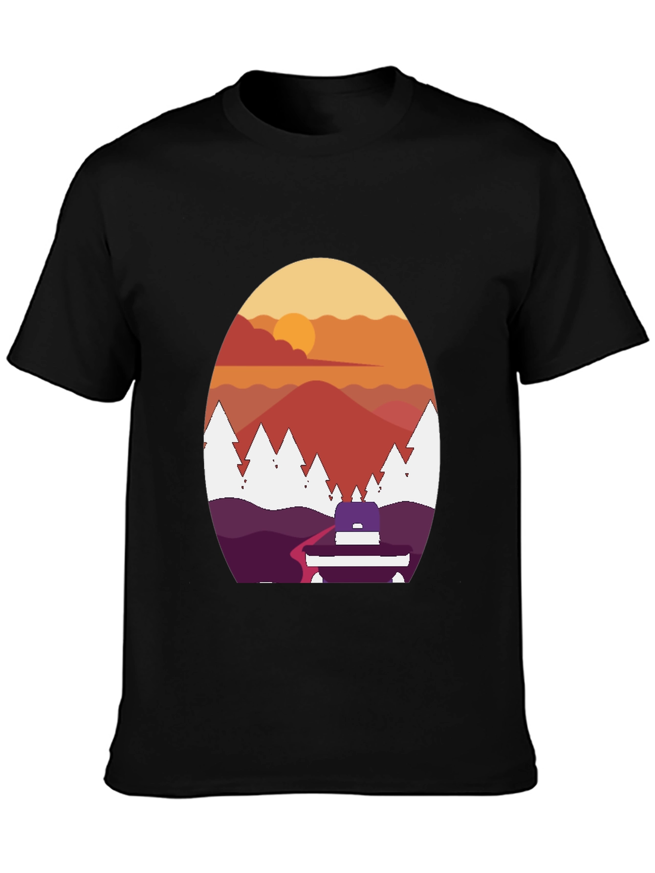 Black Sunset Mountain Graphic Tee - Black view 3