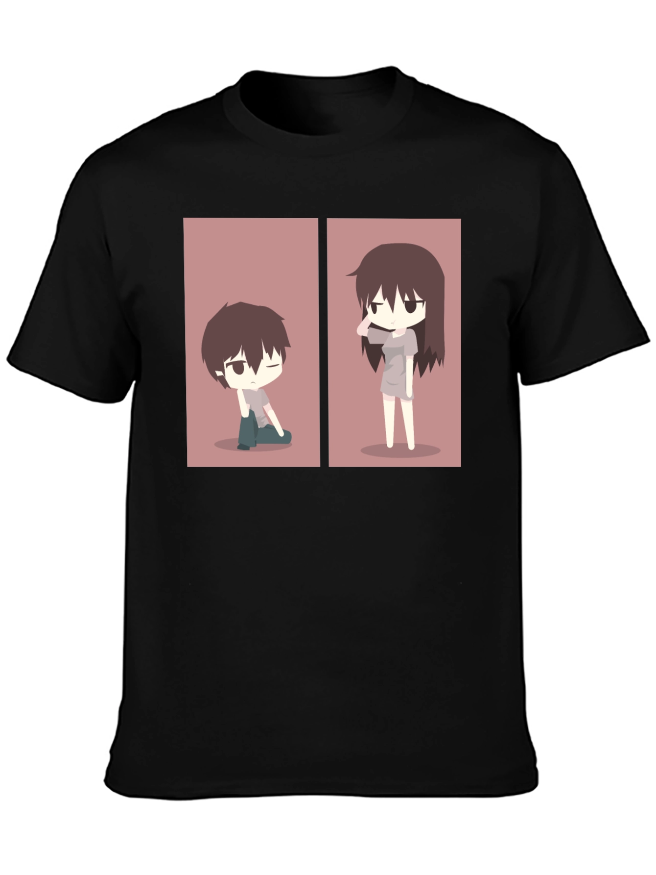Black Anime Couple Matching T-Shirt - Black view 3