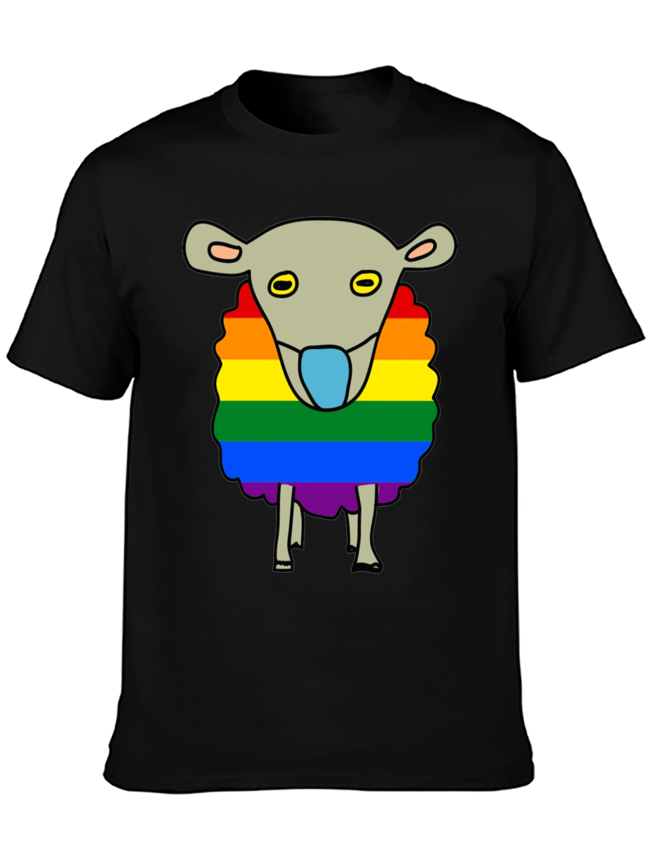 Black Rainbow Sheep Graphic Tee - Black Cotton Blend view 3