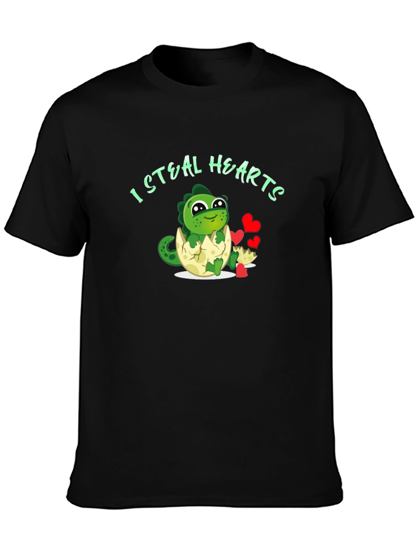 Black I Steal Hearts Dinosaur Tee view 3