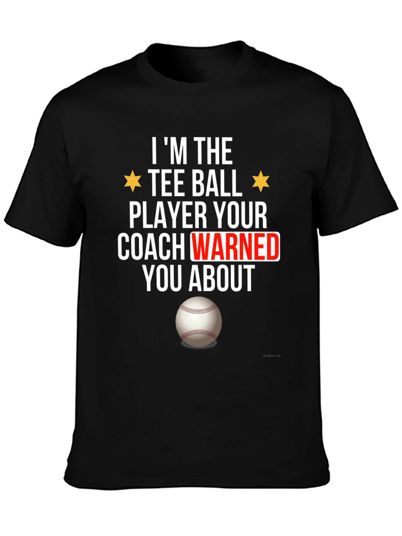 Black Tee Ball Player Funny Graphic T-Shirt view 3
