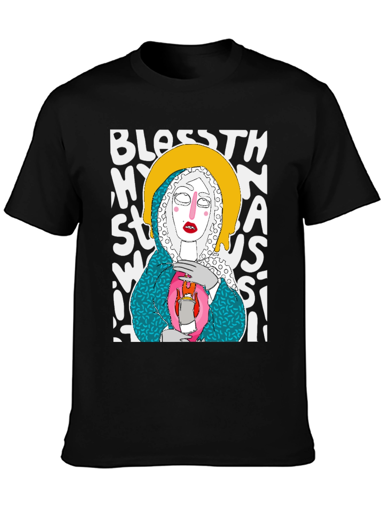 Black Artsy Graphic Tee - "Bless This Mess" view 3