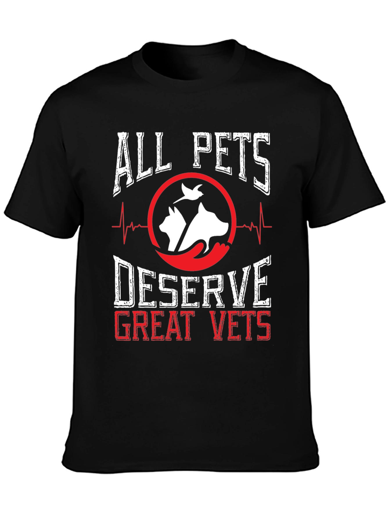Black All Pets Deserve Great Vets T-Shirt view 3