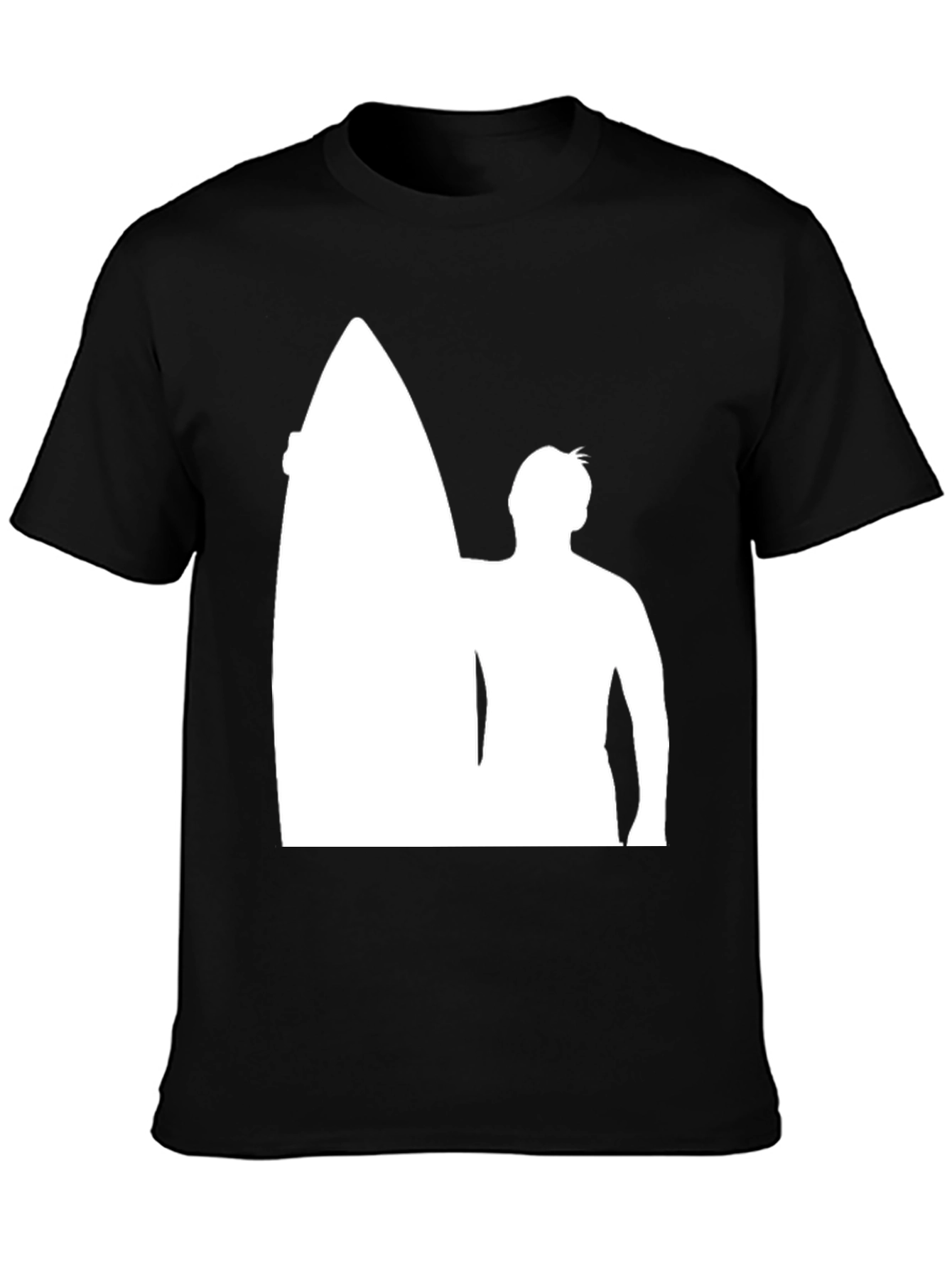 Black Surfer Silhouette Black T-Shirt view 3