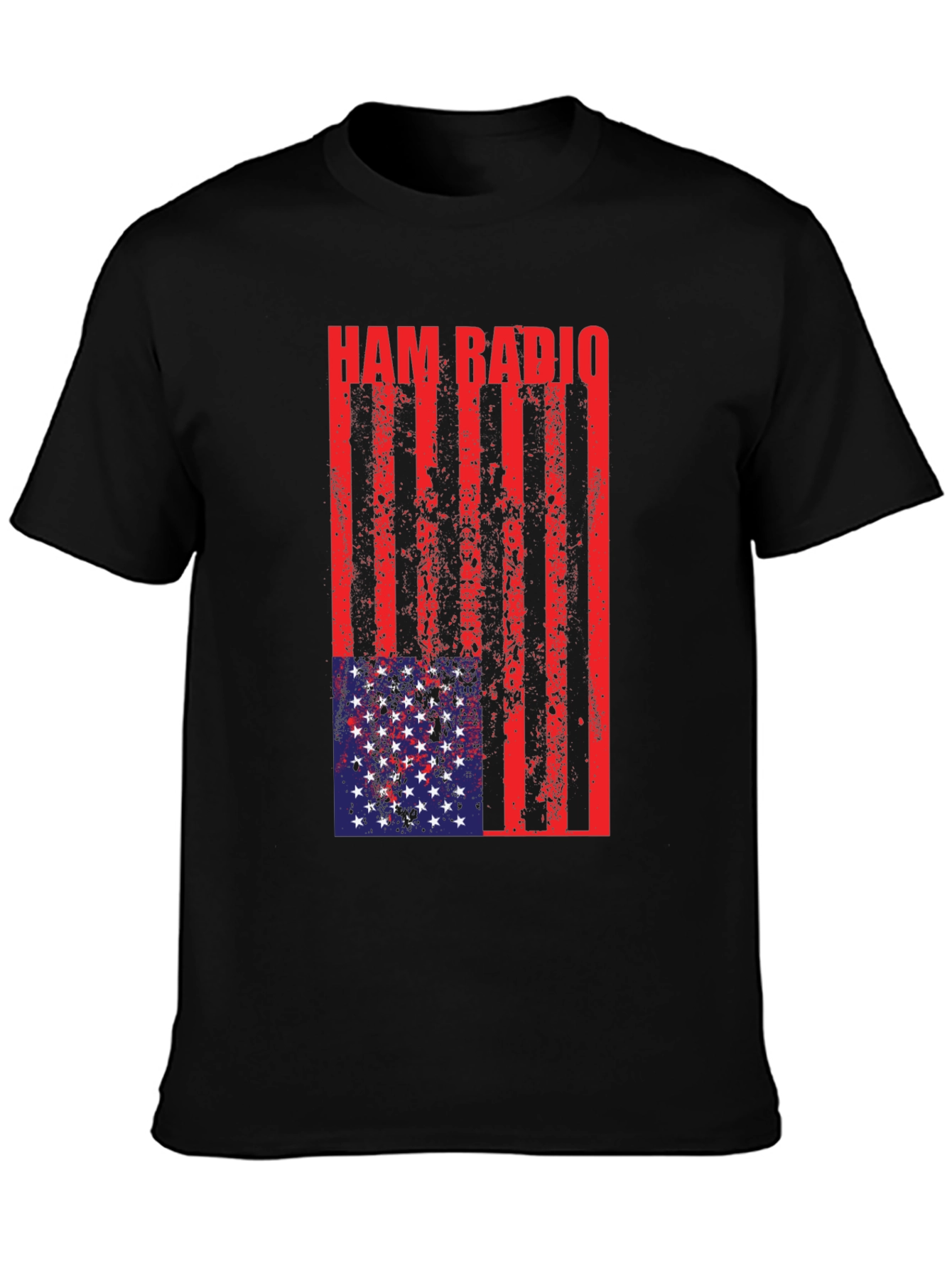 Black Ham Radio USA Flag T-Shirt view 3