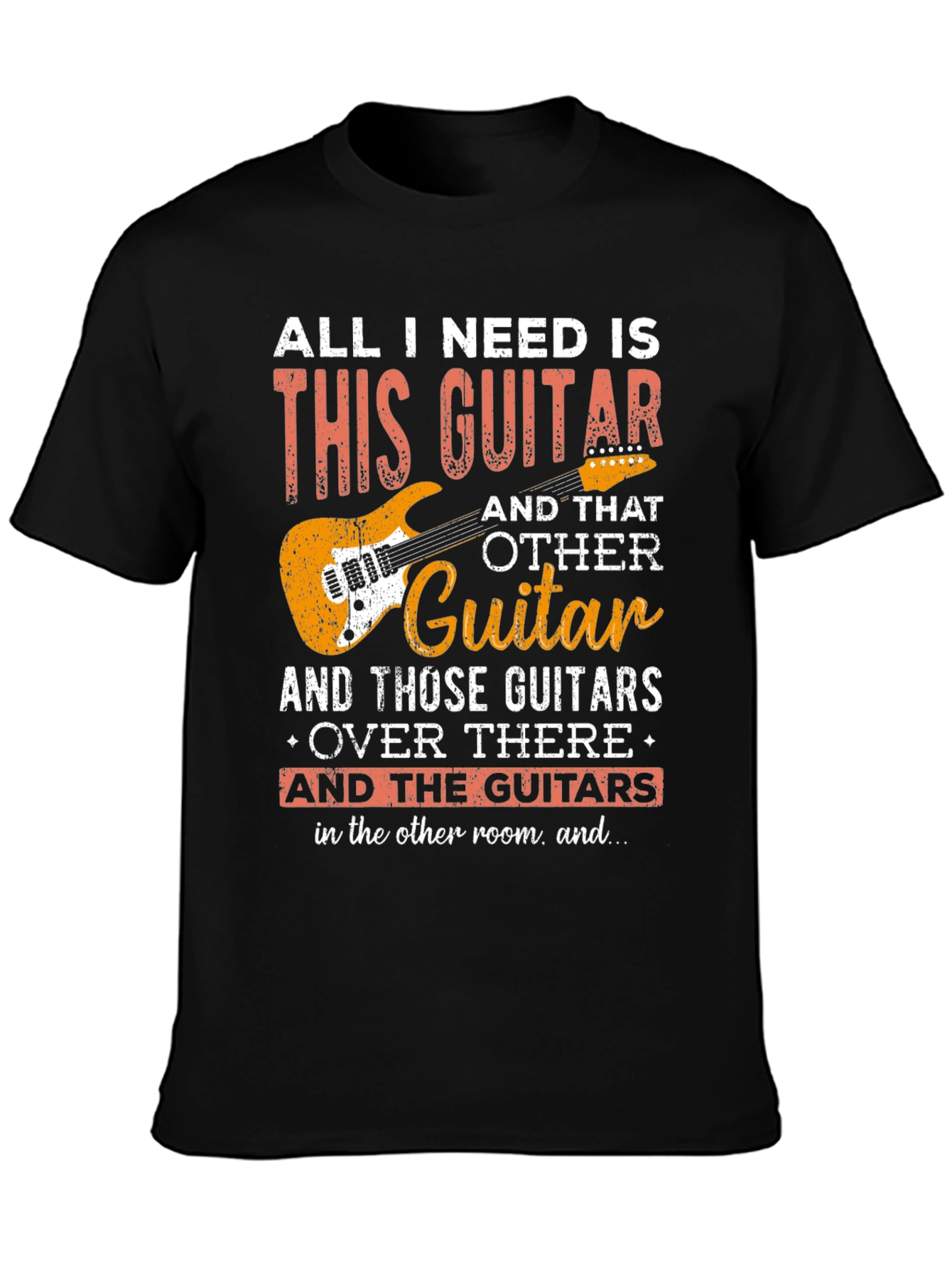 Black Guitar Lover T-Shirt - All I Need Is This Guitar view 3