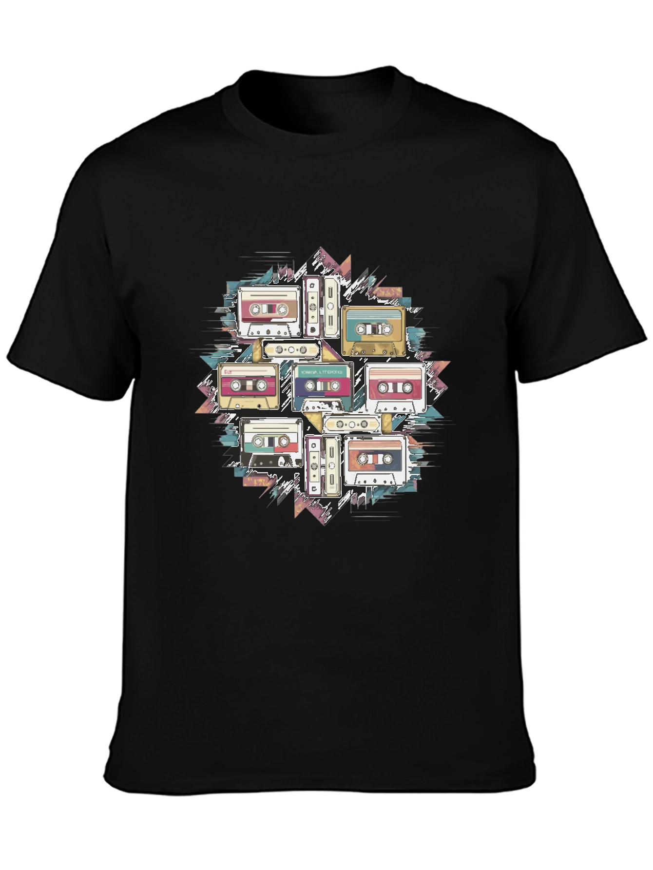 Black Retro Cassette Tape T-Shirt - Vintage Music Lover Tee view 3