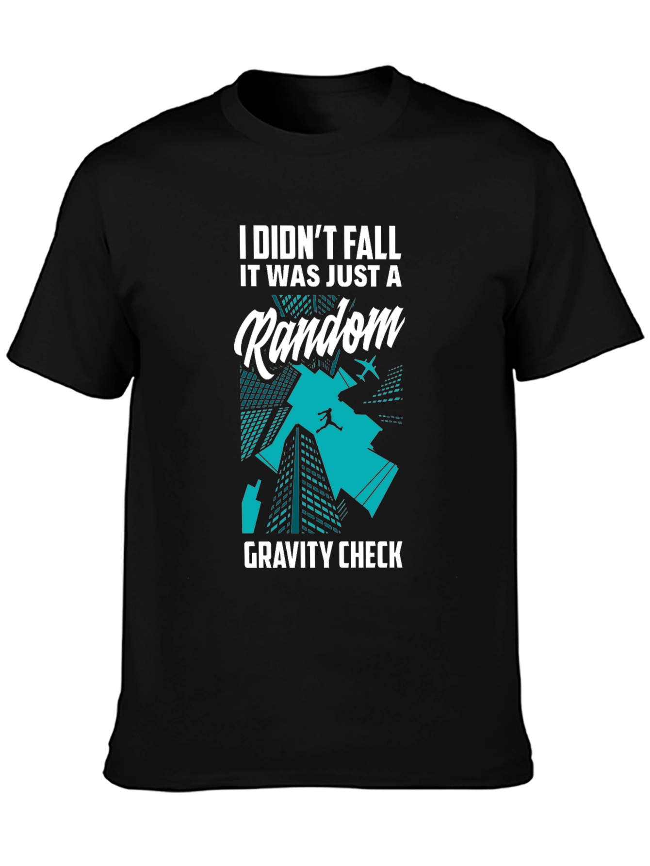 Black Random Gravity Check Black T-Shirt view 3