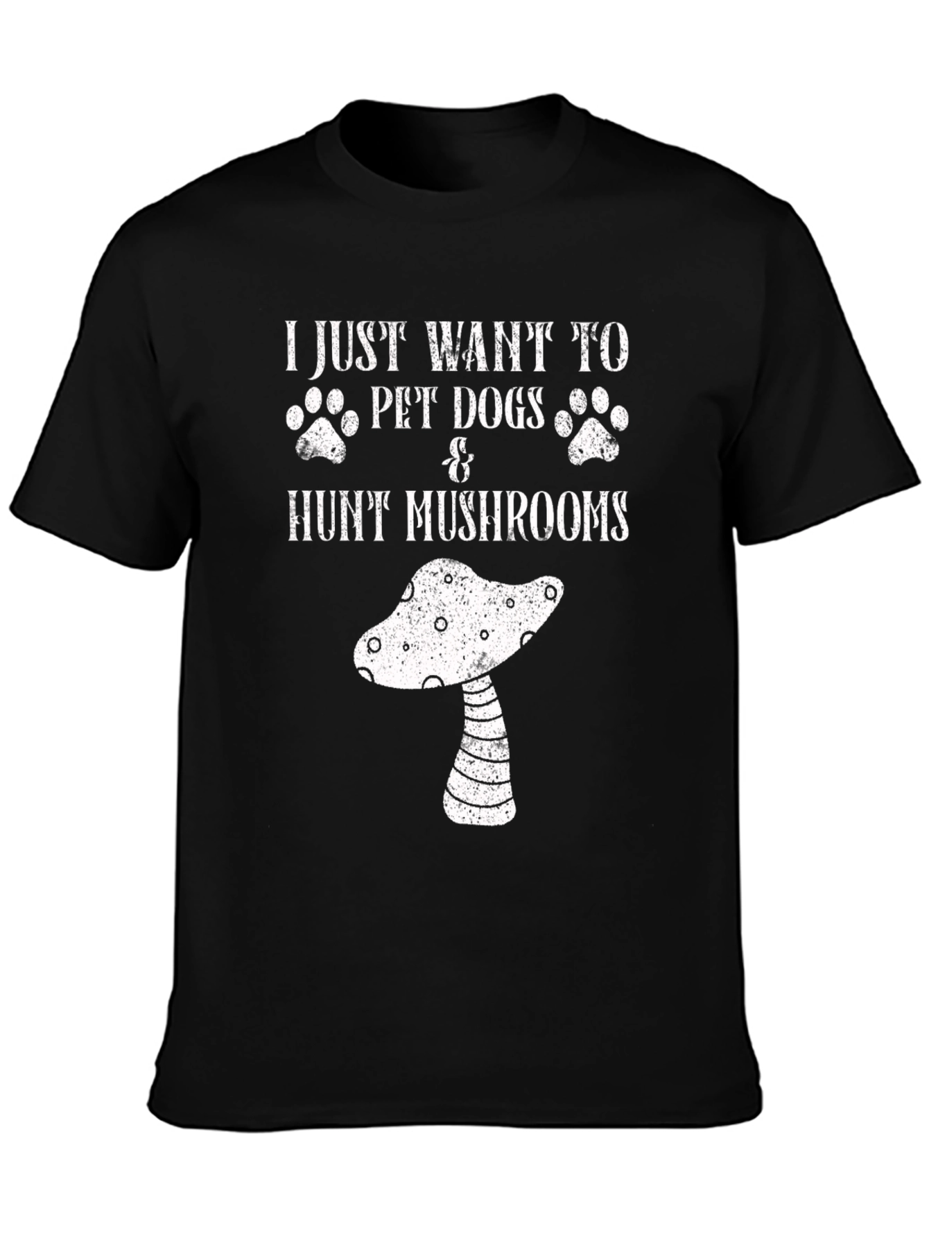 Black Dog & Mushroom Lover T-Shirt - Fun Graphic Tee view 3