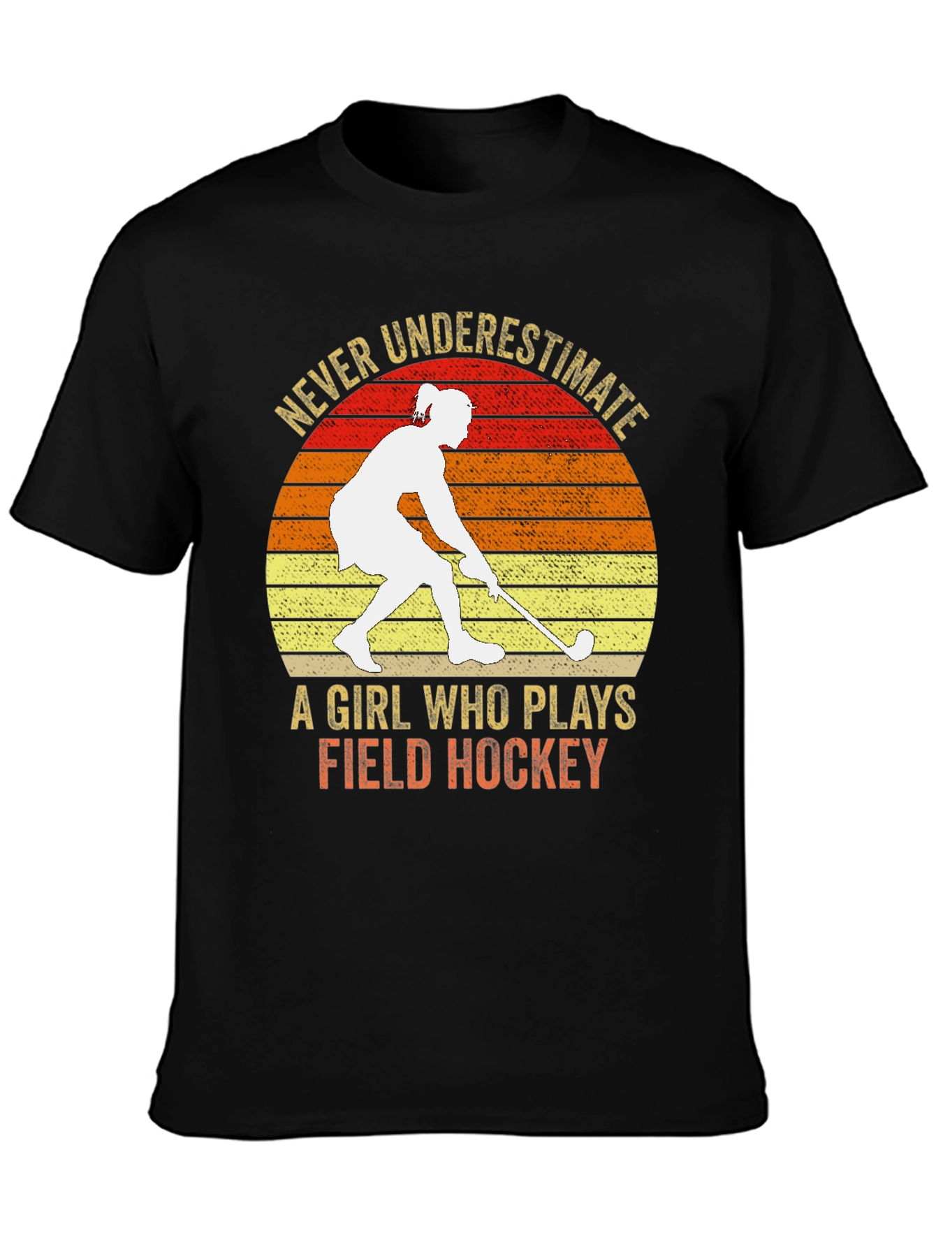 Black Never Underestimate Field Hockey T-Shirt view 3
