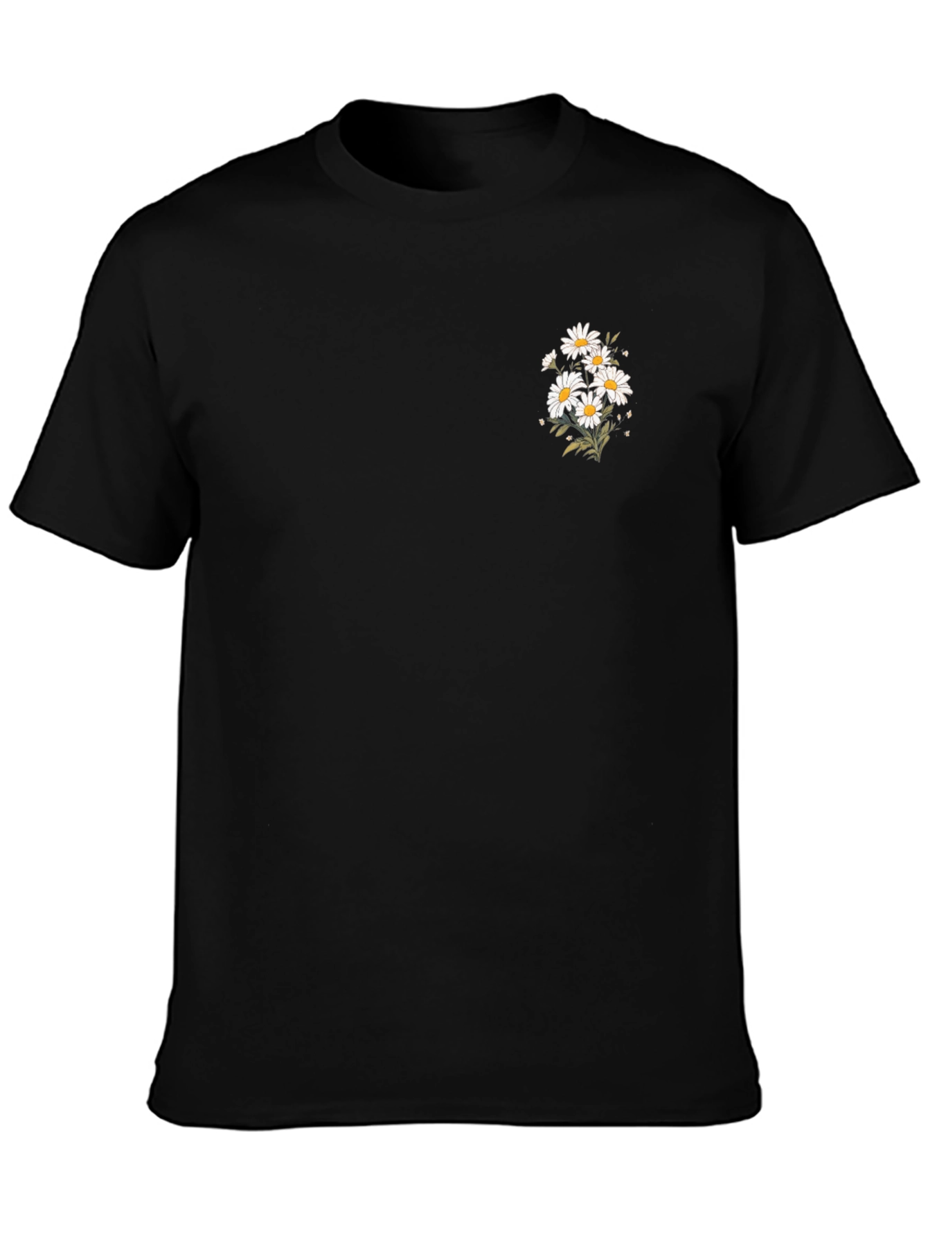 Black Black T-Shirt with Daisy Graphic view 3