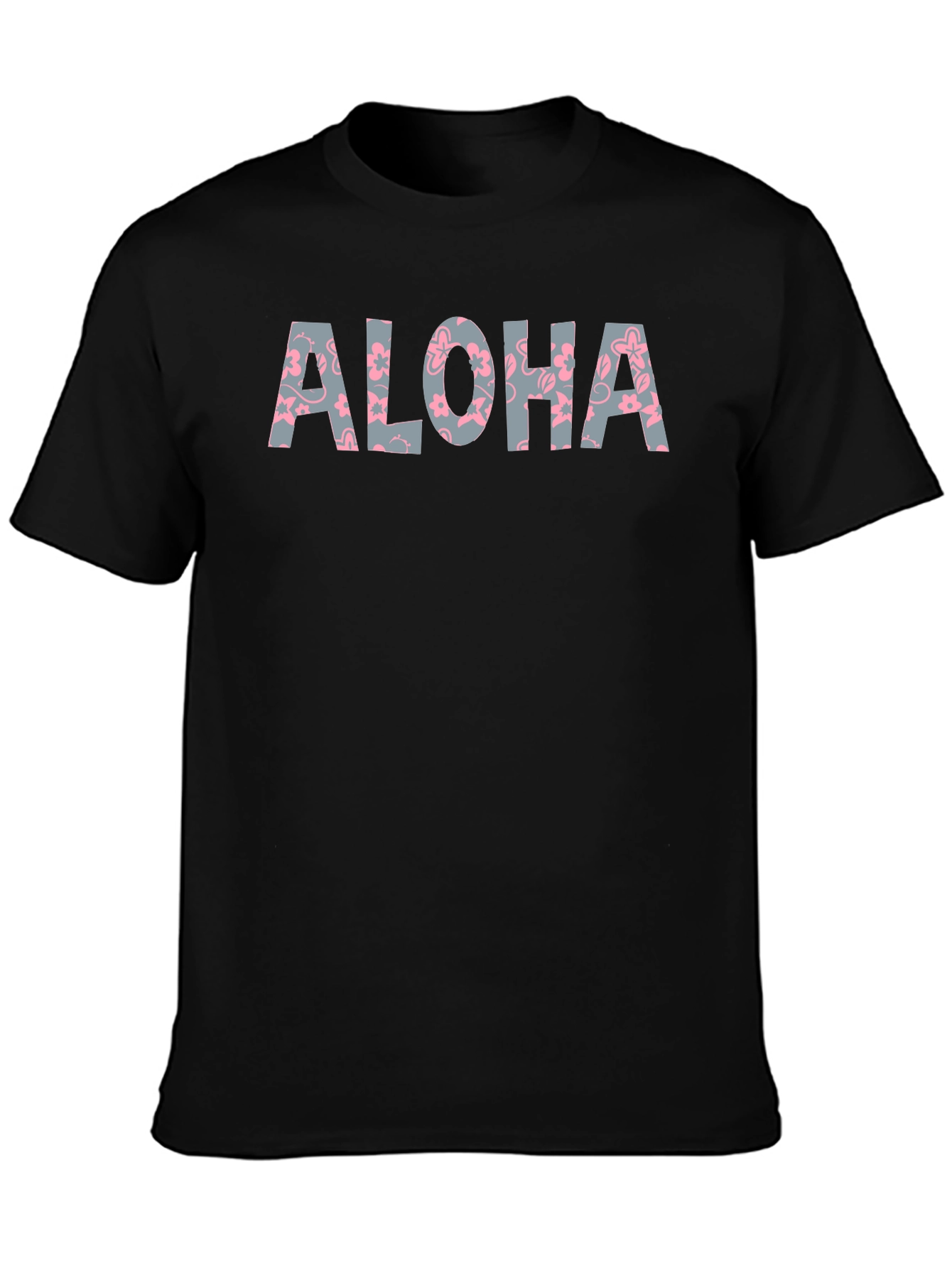 Black Aloha Floral Graphic Black T-Shirt view 3