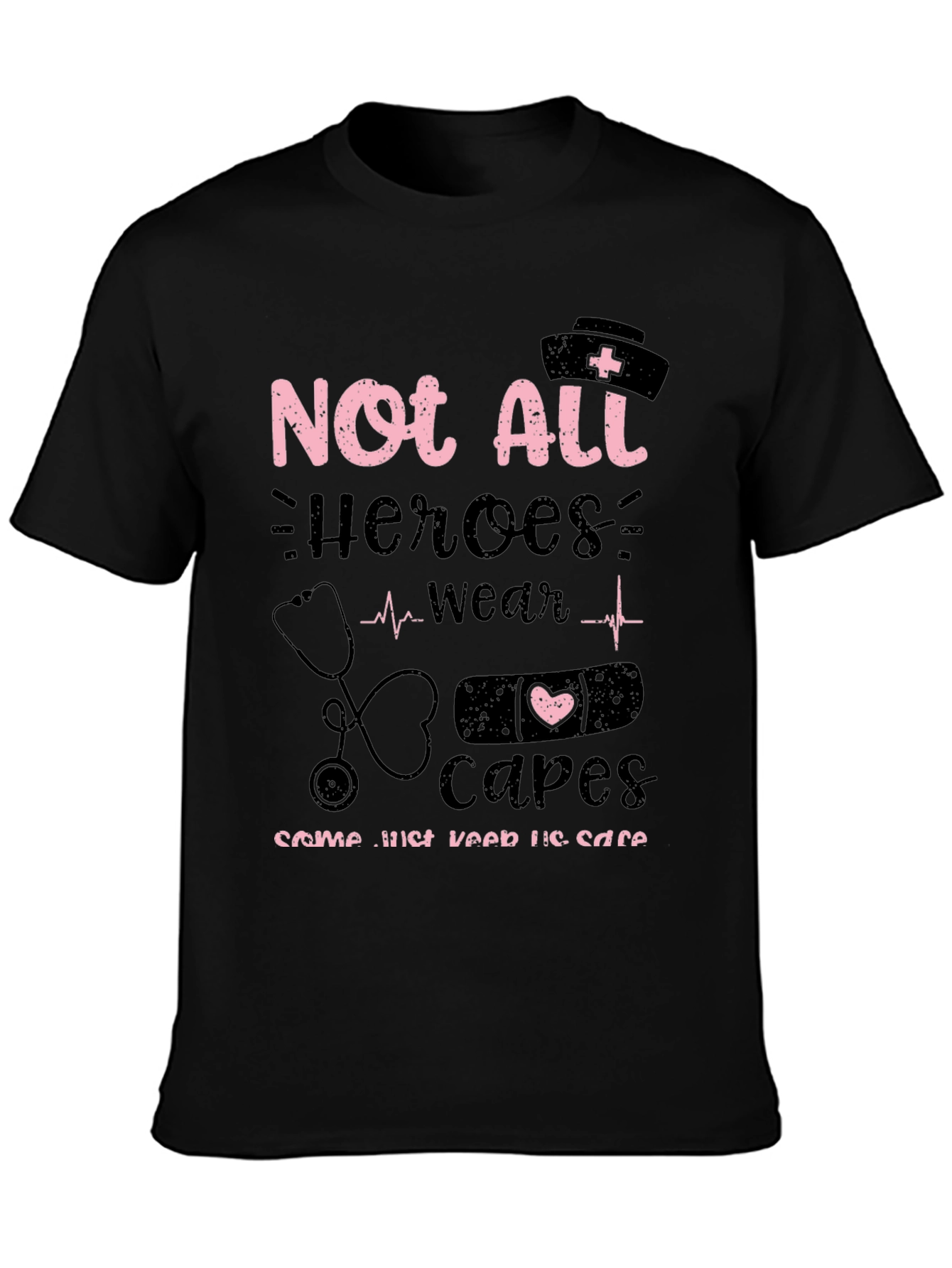 Black Nurse Hero T-Shirt - Not All Heroes Wear Capes view 3