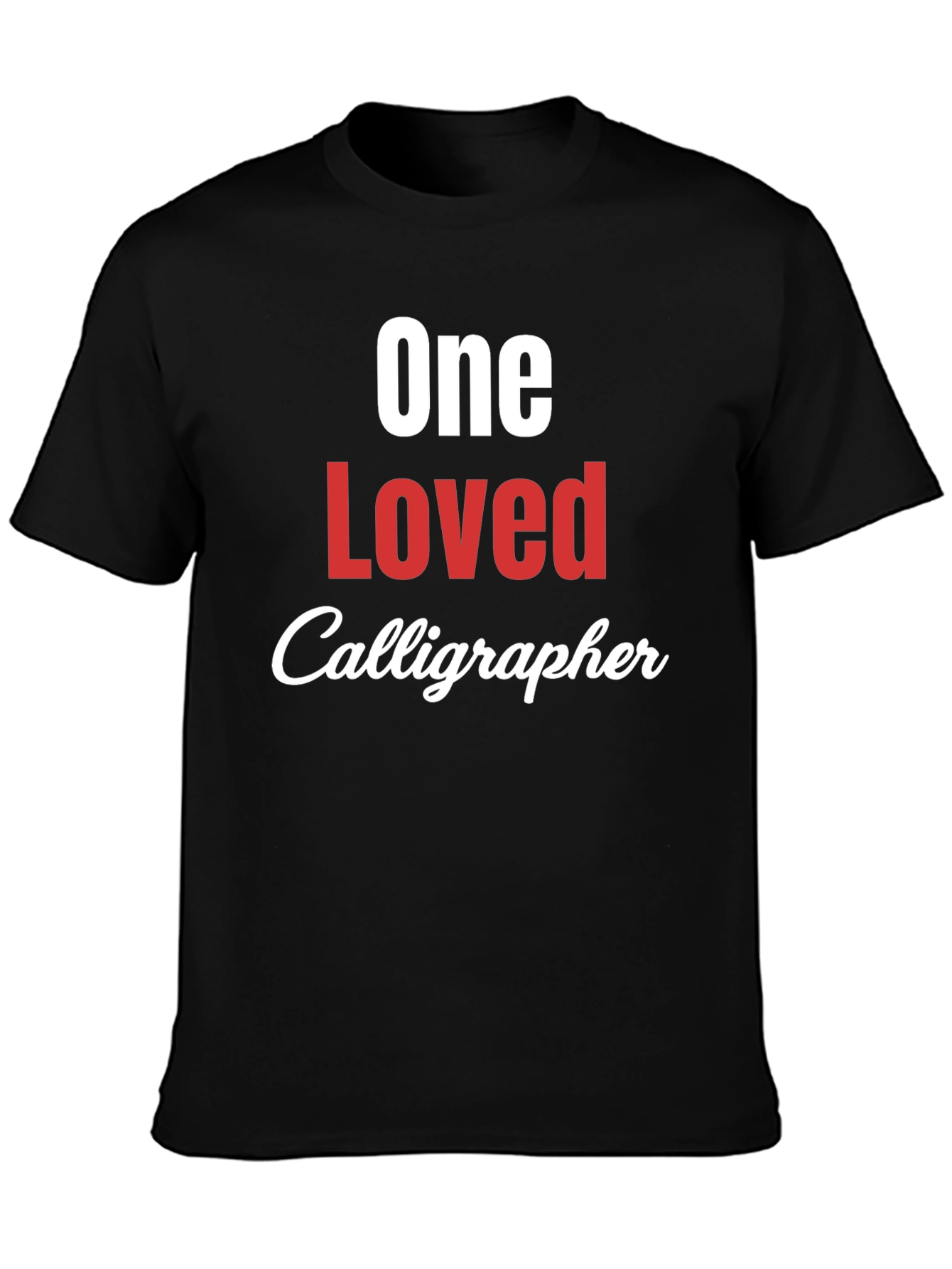 Black One Loved Calligrapher Graphic T-Shirt view 3