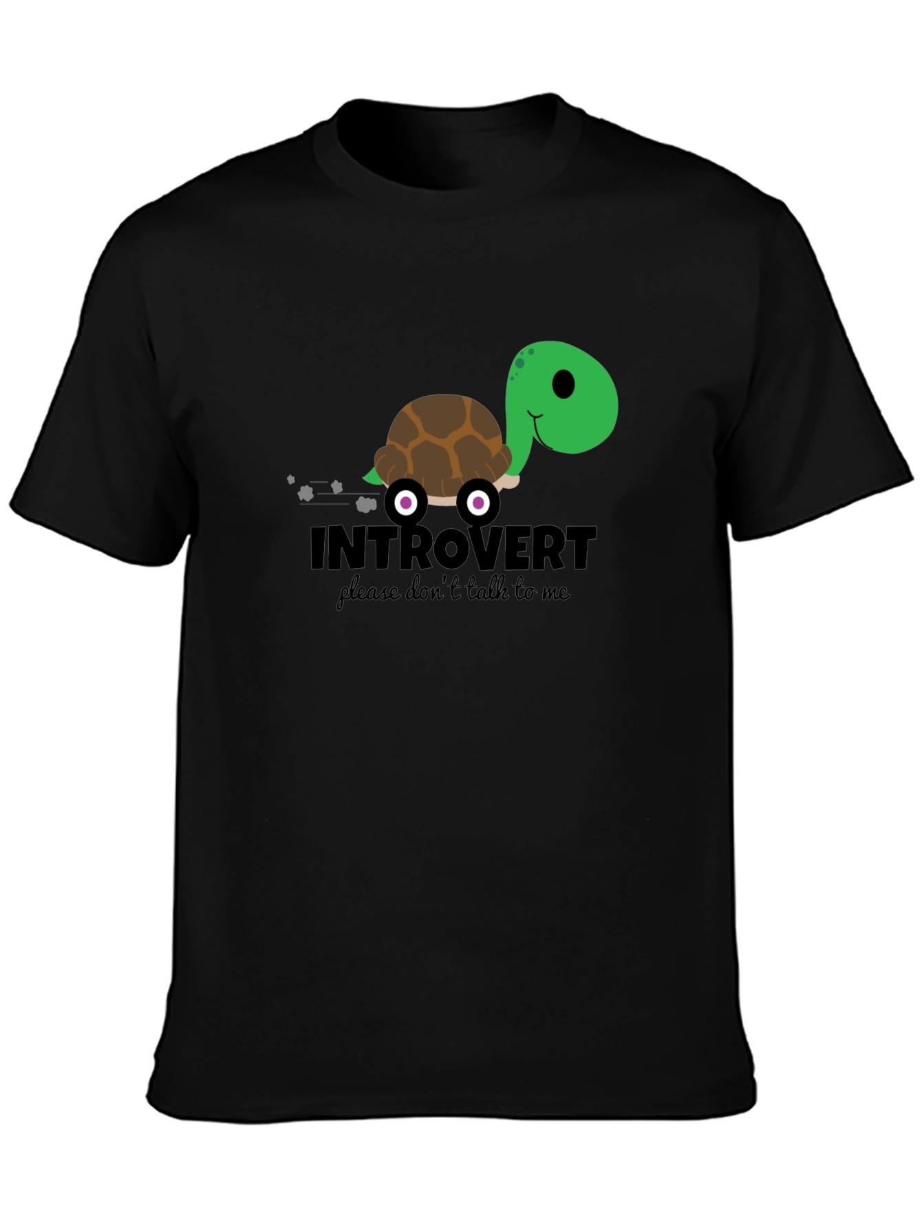 Black Introvert Turtle T-Shirt - Funny Graphic Tee view 3