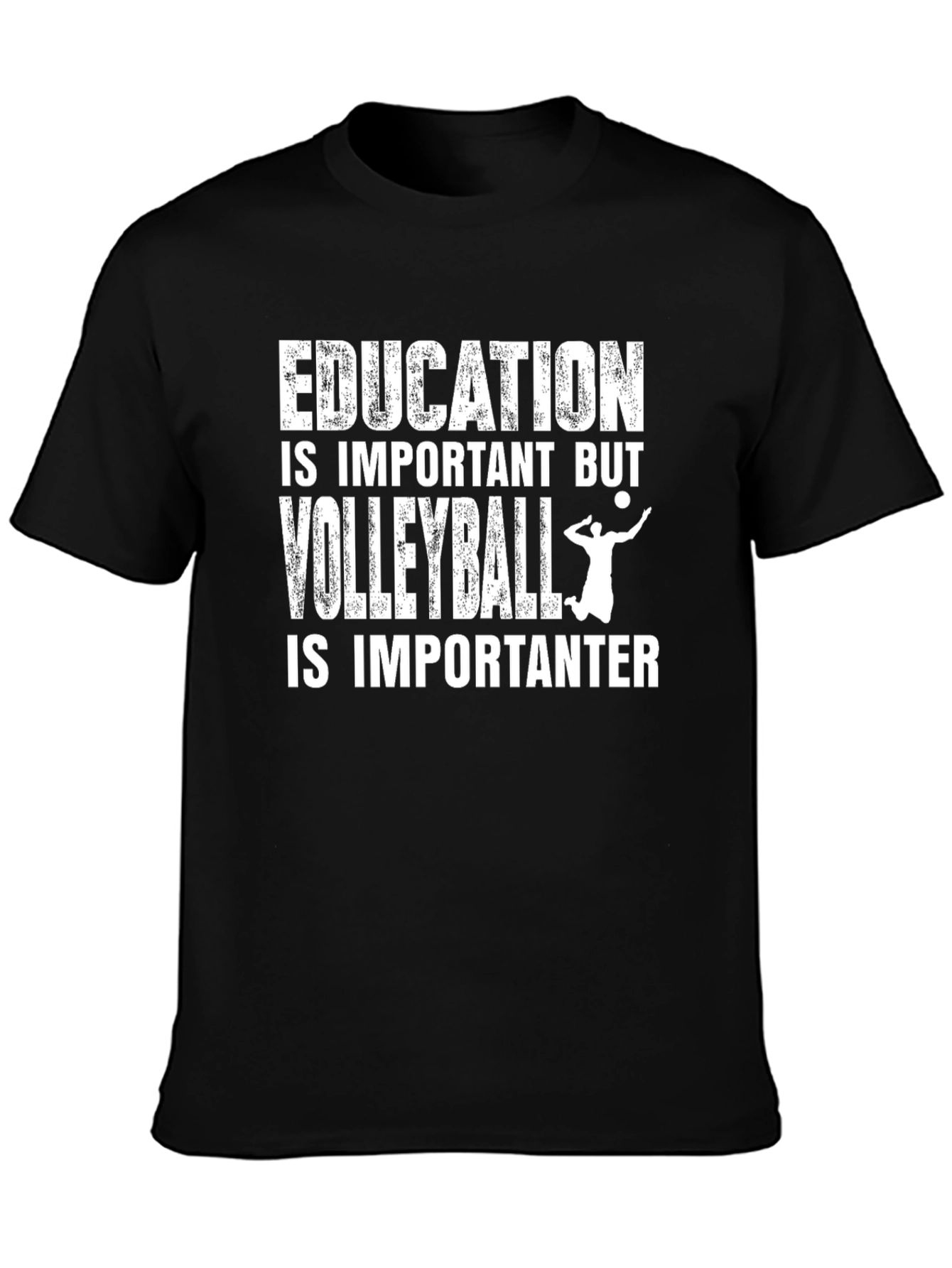 Black Volleyball Lover T-Shirt - Education is Important Humor Tee view 3