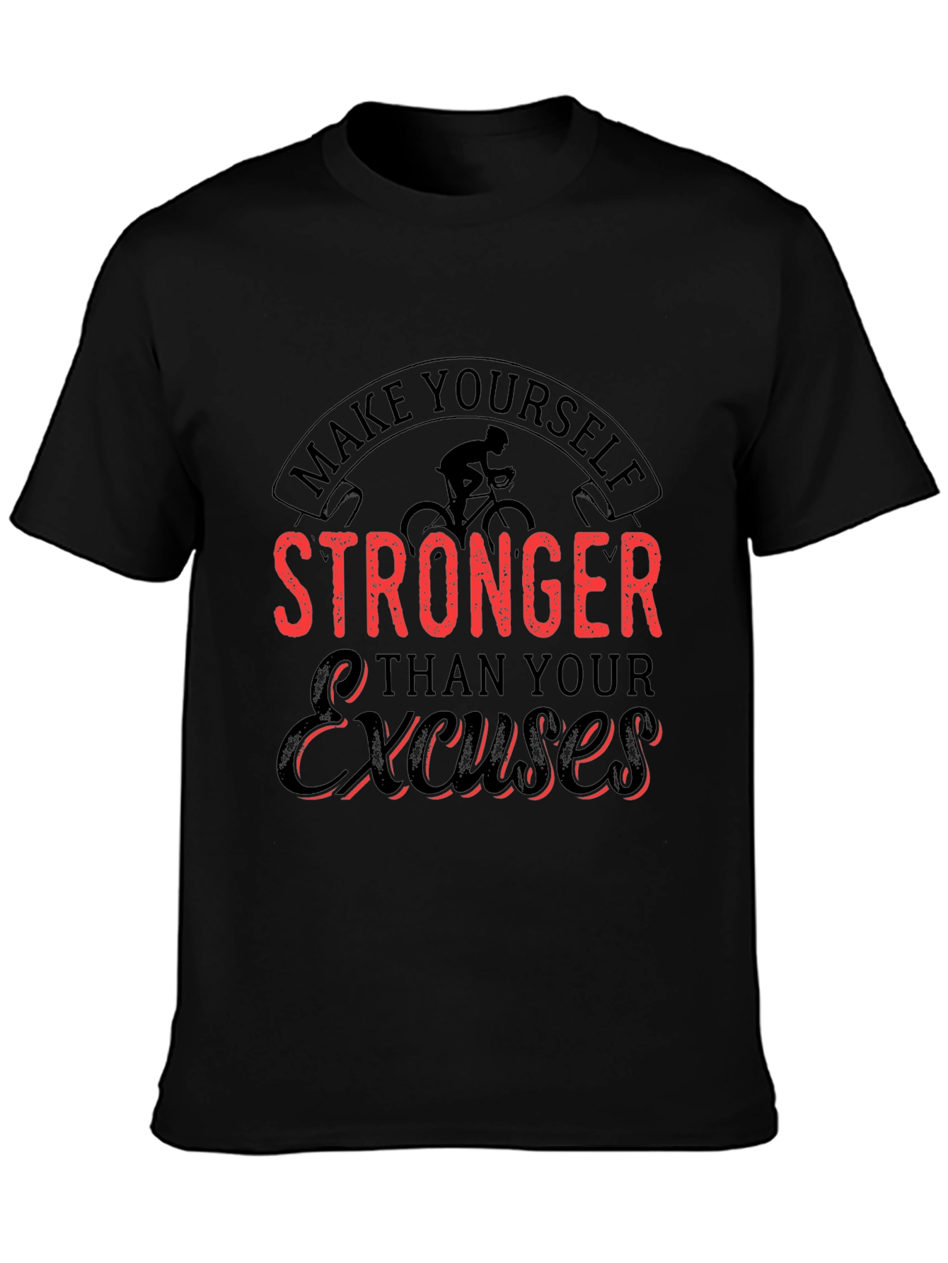 Motivational Black T-Shirt - Stronger Than Excuses - 3