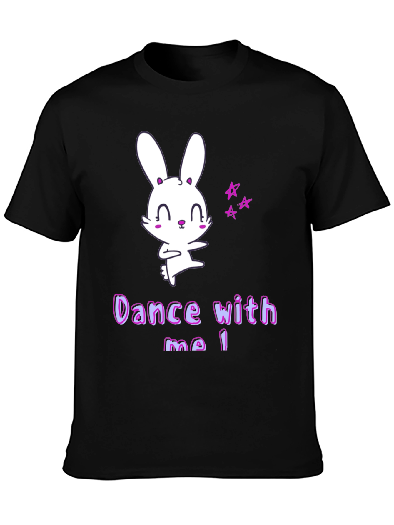 Black Cute Cartoon Bunny Dance With Me T-Shirt view 3