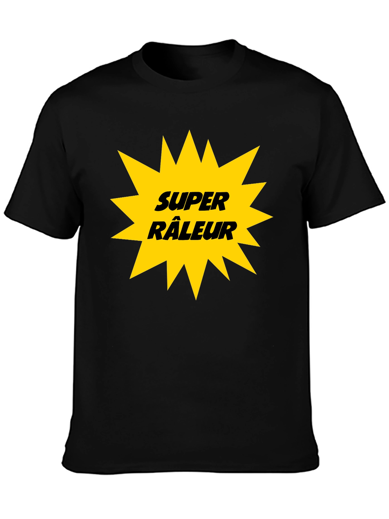 Black Super Râleur Graphic Tee - Black Cotton T-Shirt view 3