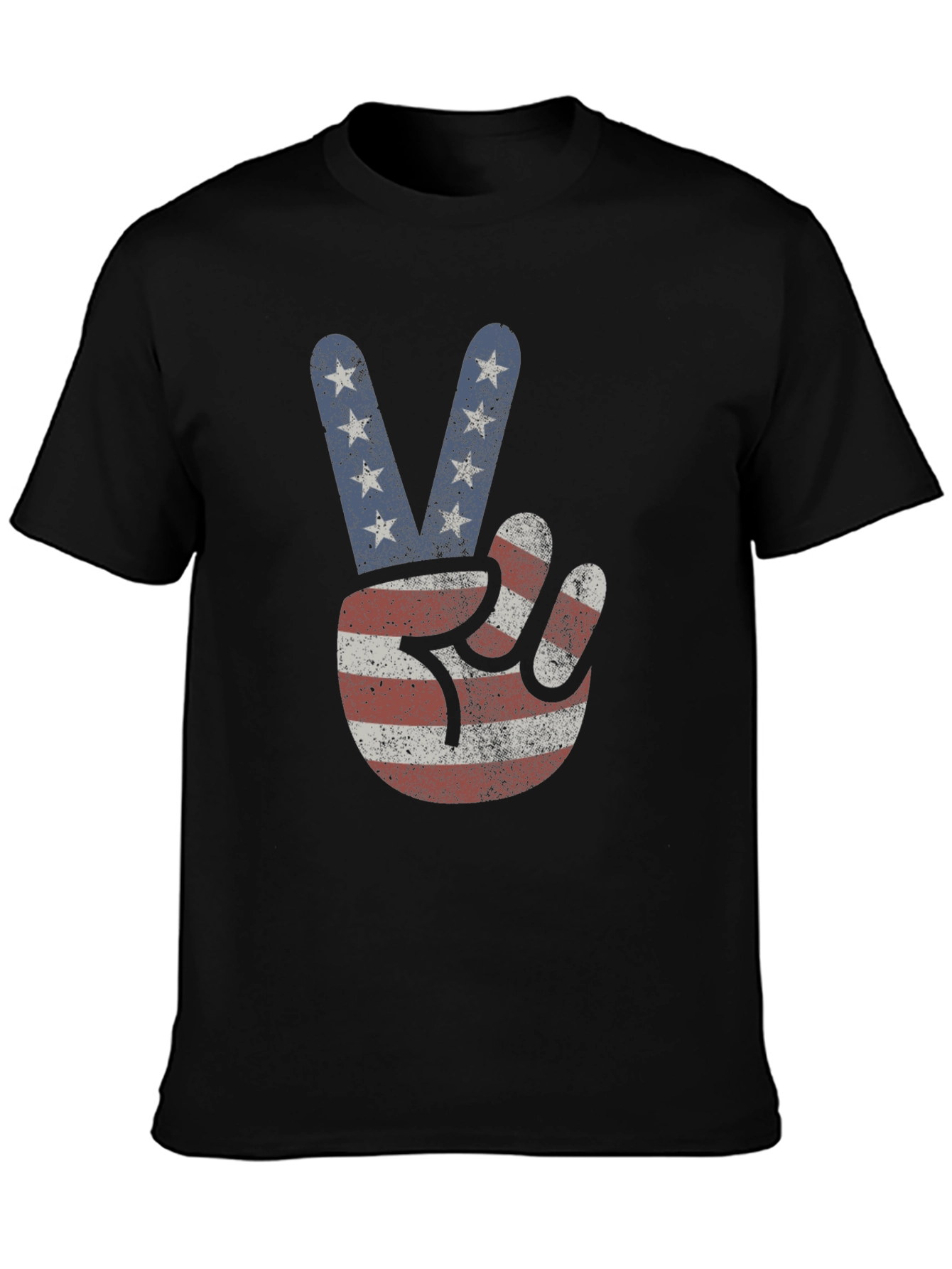 Black American Flag Peace Sign T-Shirt view 3