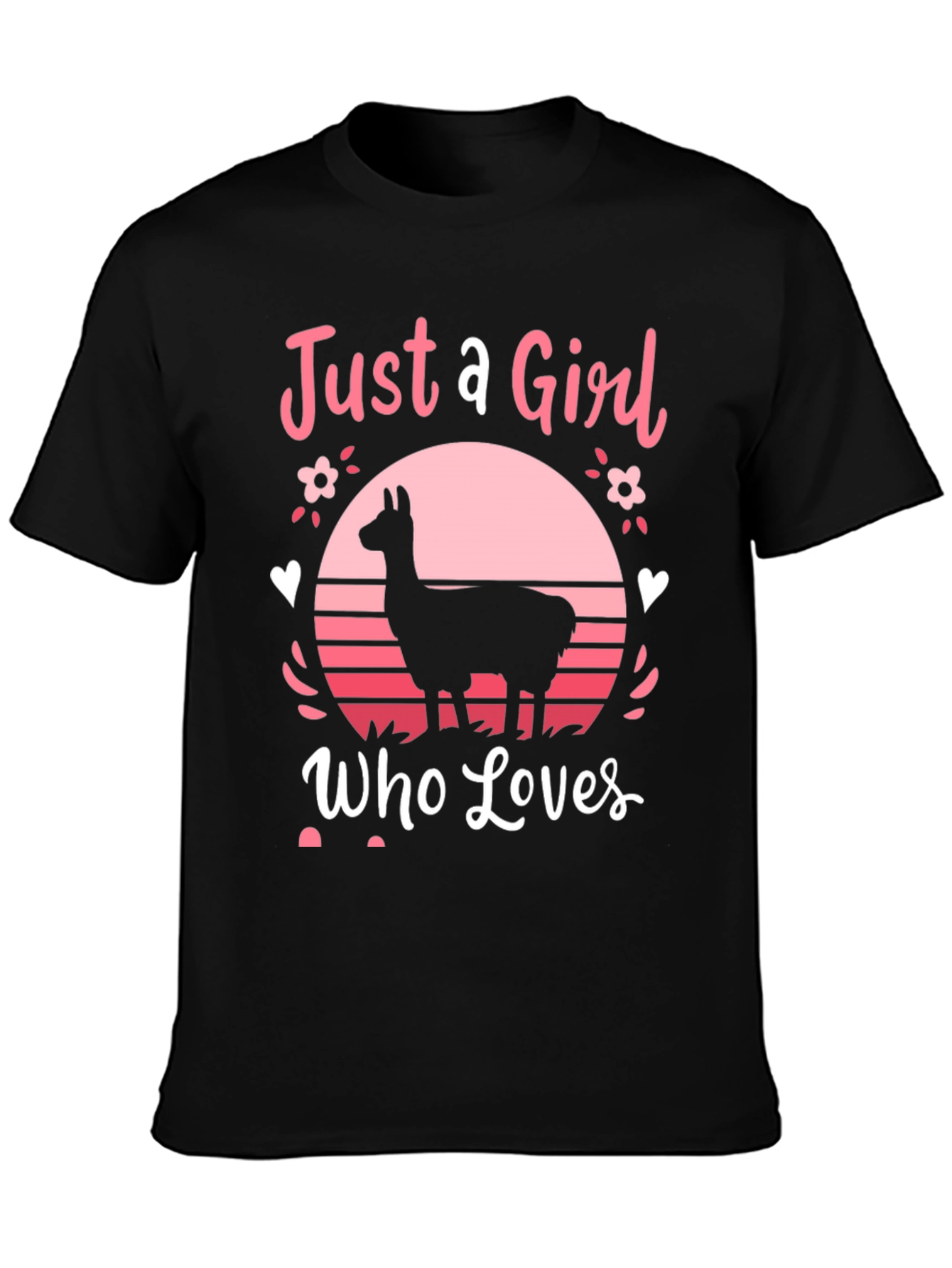 Black Just A Girl Who Loves Llamas T-Shirt view 3