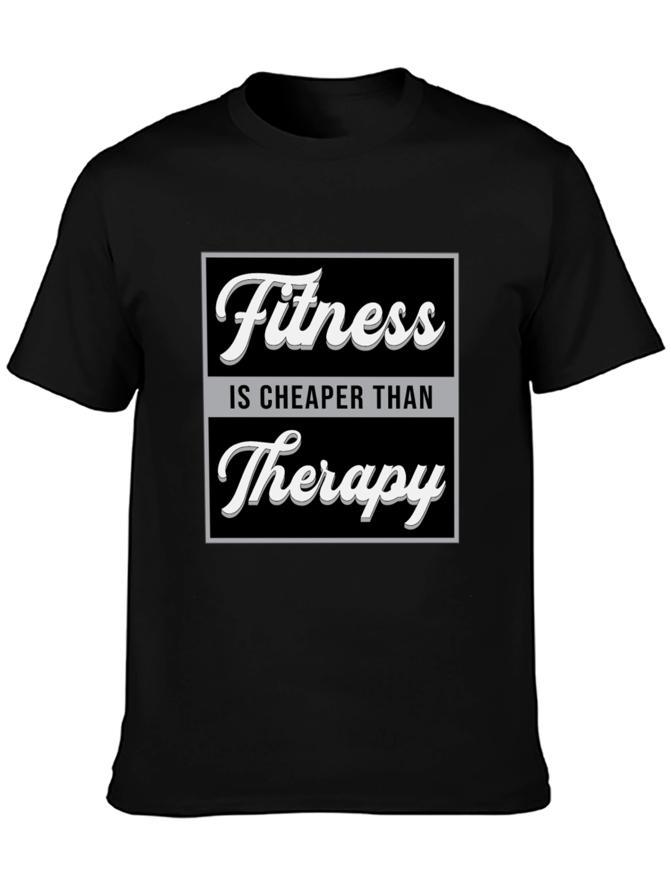 Black Fitness is Cheaper Than Therapy Graphic T-Shirt view 3